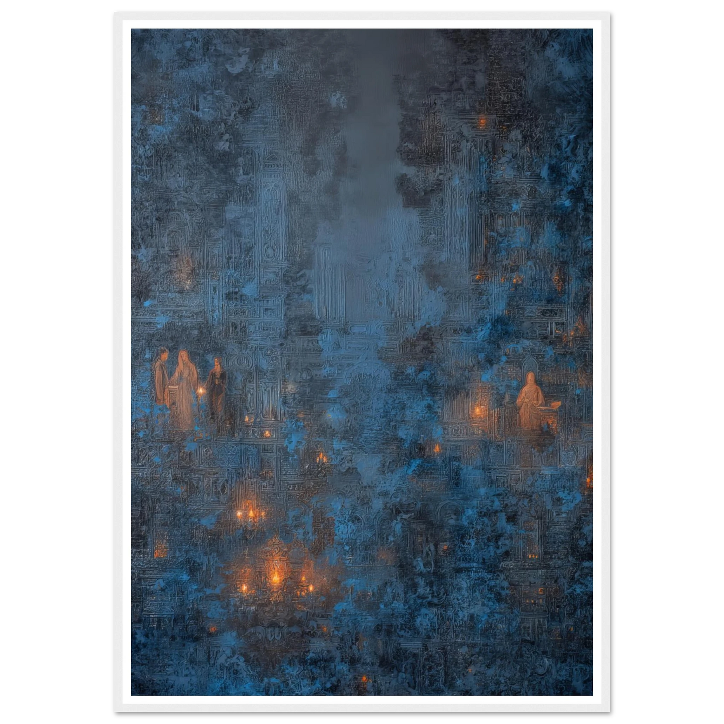 Pilgrims in The Ancient Cobalt - Framed Poster - 30x40 cm / 12x16″ - Black frame