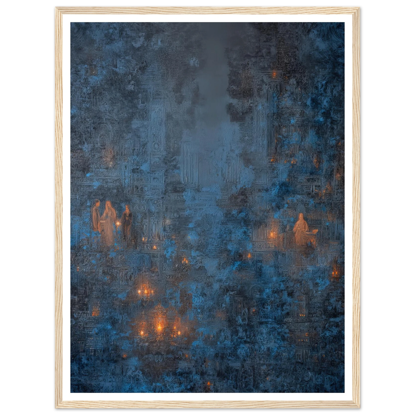 Pilgrims in The Ancient Cobalt - Framed Poster - 30x40 cm / 12x16″ - Black frame