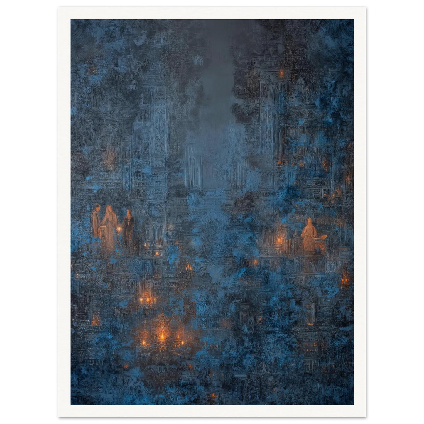 Pilgrims in The Ancient Cobalt - Framed Poster - 30x40 cm / 12x16″ - Black frame