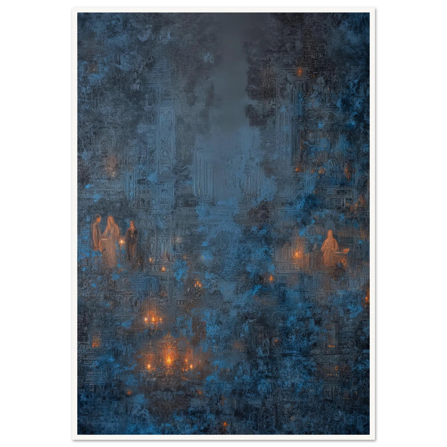 Pilgrims in The Ancient Cobalt - Framed Poster - 30x40 cm / 12x16″ - Black frame