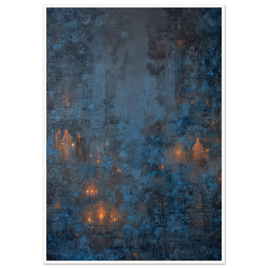 Pilgrims in The Ancient Cobalt - Framed Poster - 30x40 cm / 12x16″ - Black frame