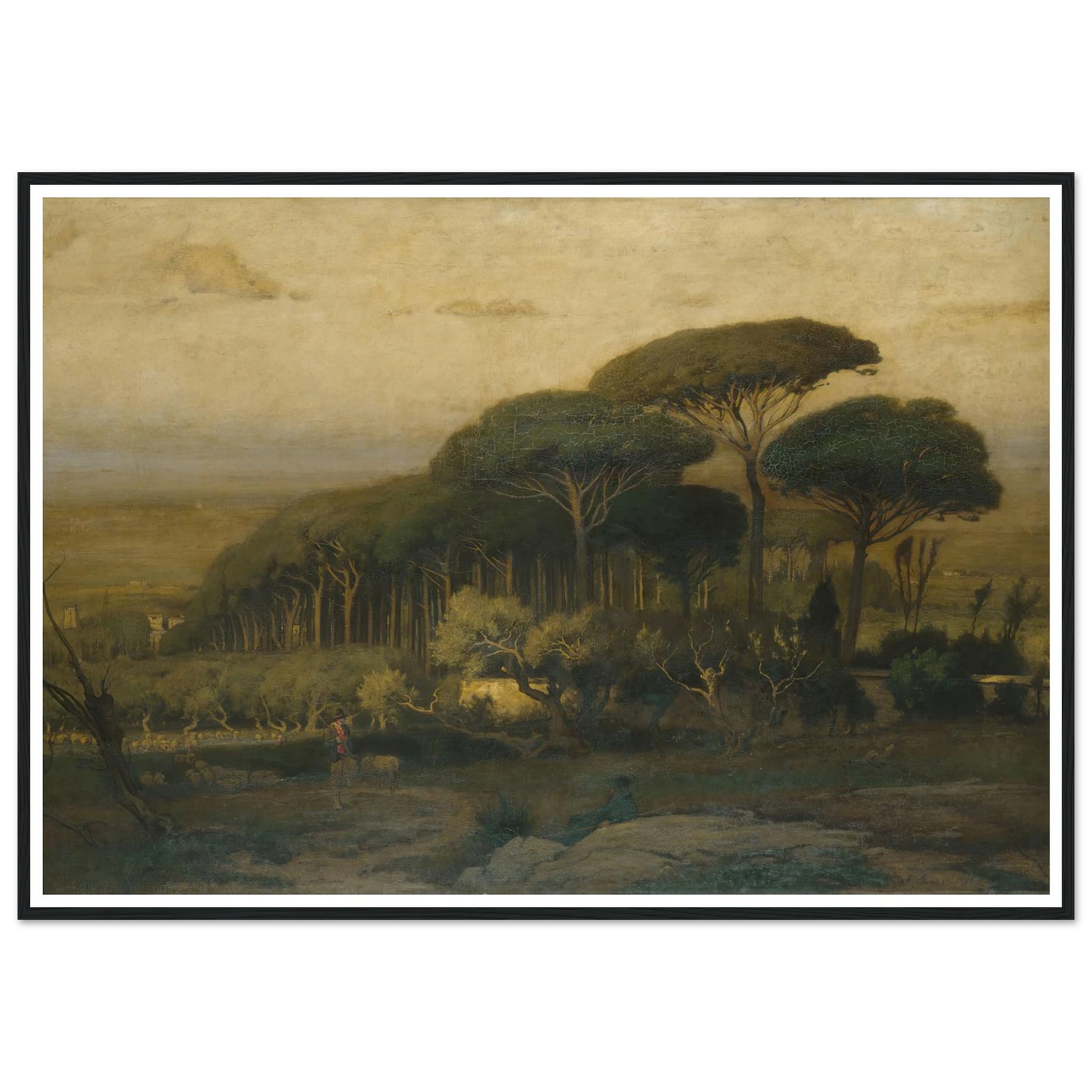 Pine Grove of the Barberini Villa (1876) Art Print | George Inness - Framed Poster - 30x40 cm / 12x16″ - Black frame