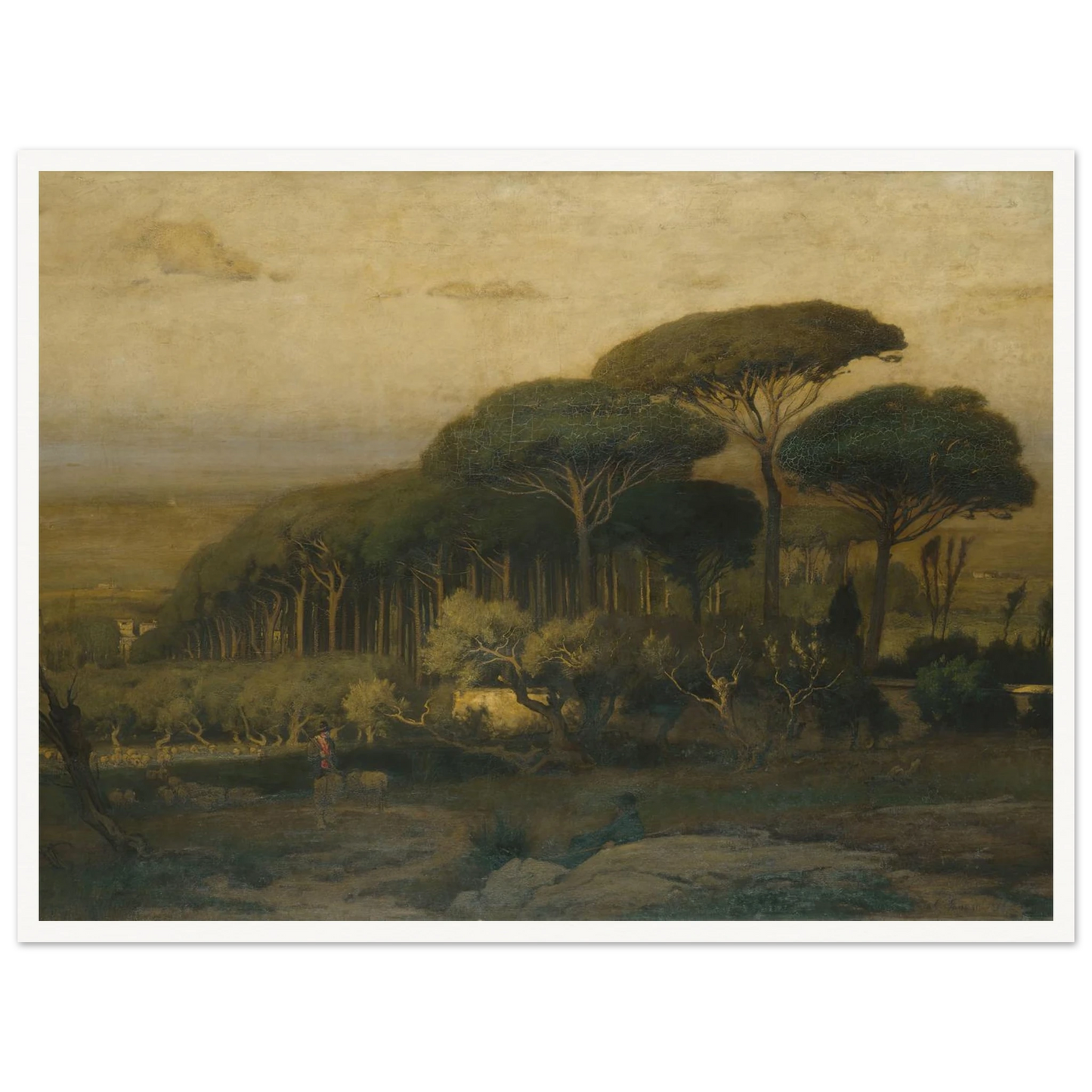 Pine Grove of the Barberini Villa (1876) Art Print | George Inness - Framed Poster - 30x40 cm / 12x16″ - Black frame