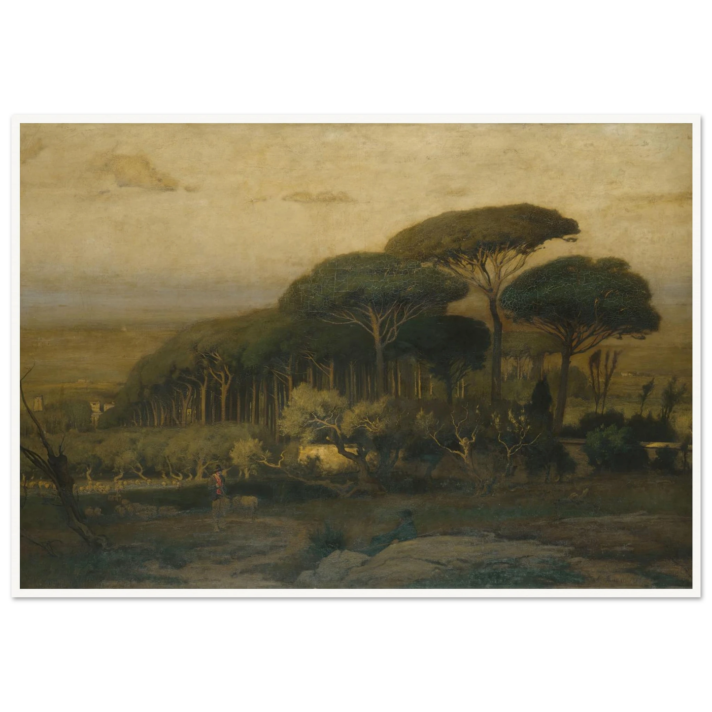 Pine Grove of the Barberini Villa (1876) Art Print | George Inness - Framed Poster - 30x40 cm / 12x16″ - Black frame