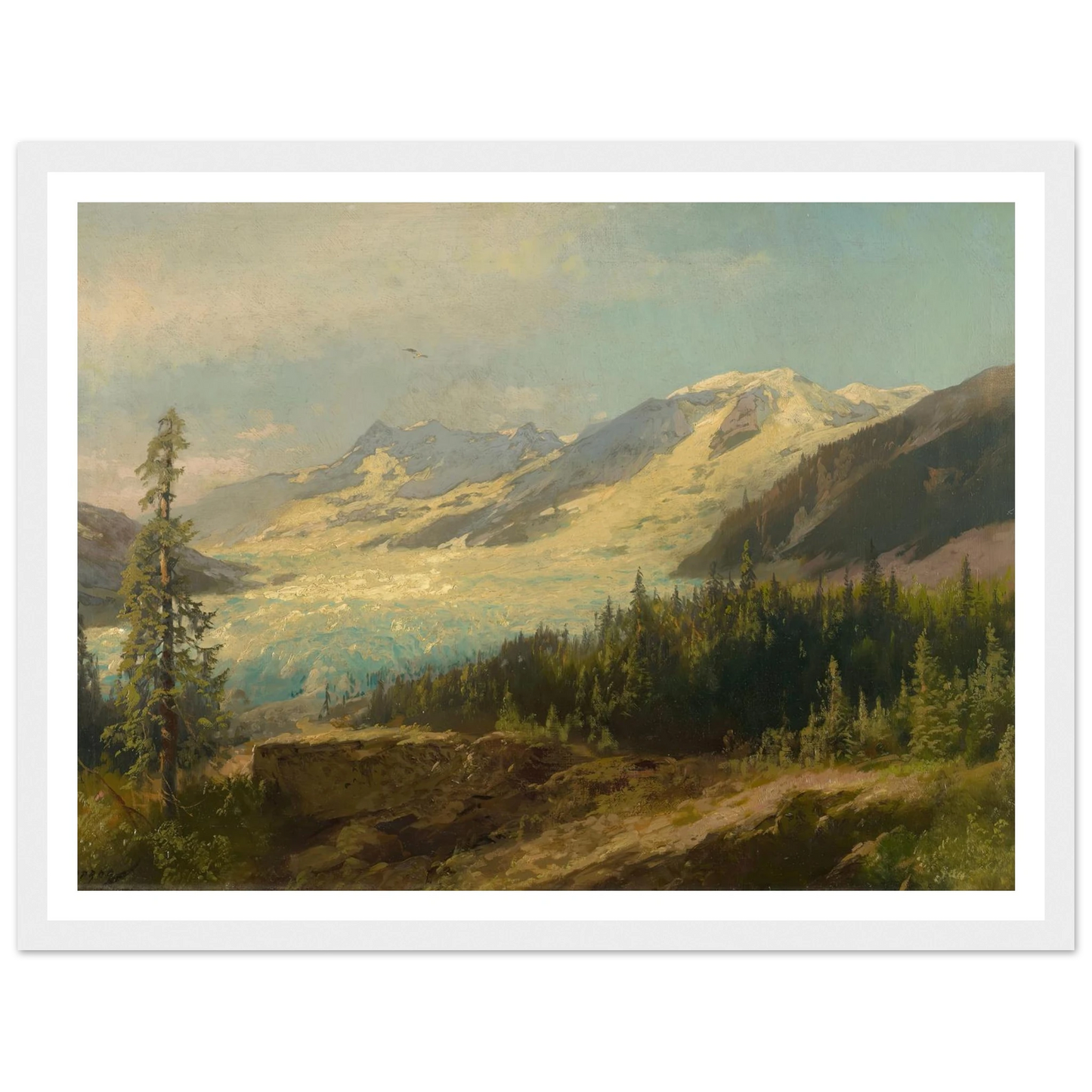 Pines in the Mountains (About 1895) Art Print | Hermann Ottomar Herzog - Framed Poster - 30x40 cm / 12x16″ - Black frame