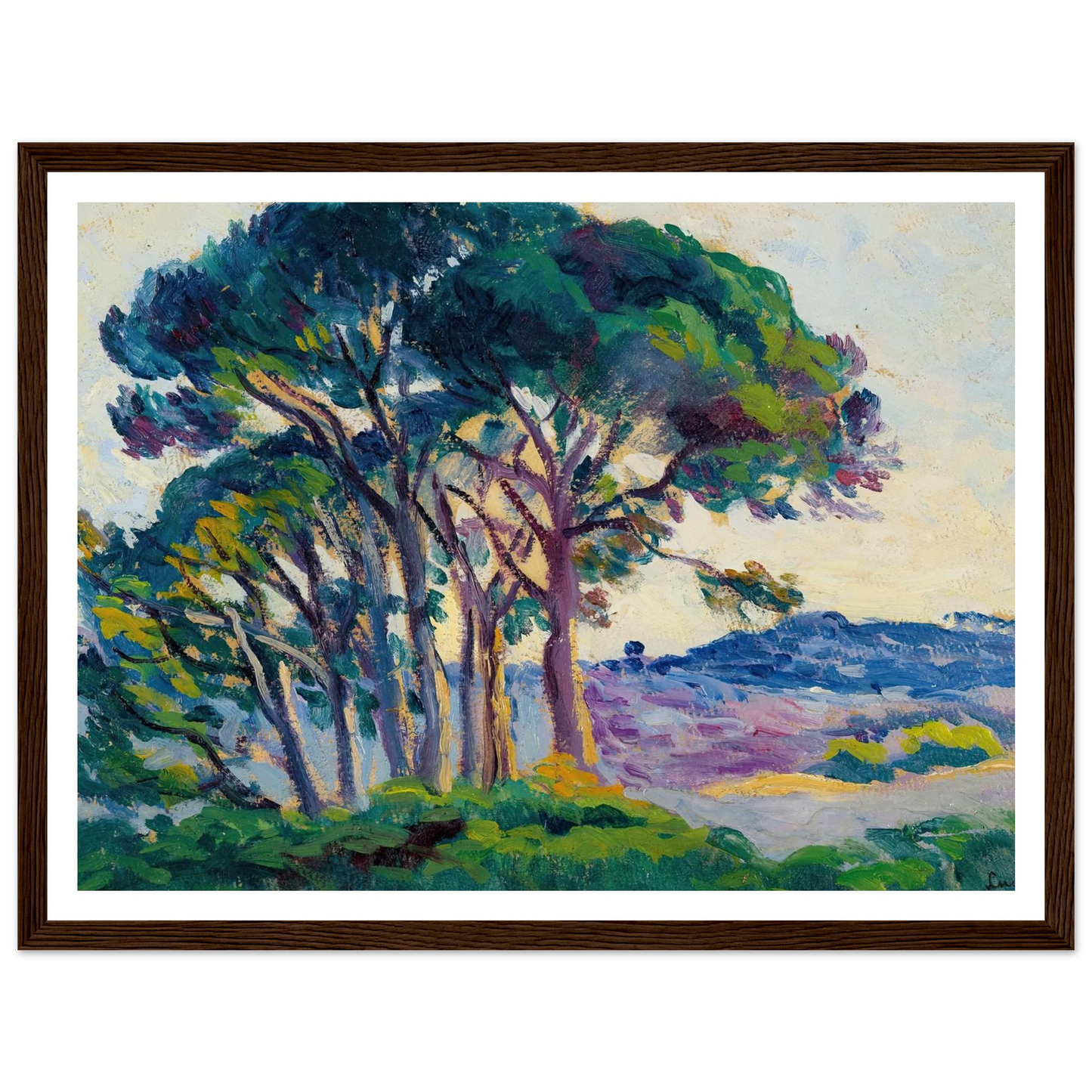 Pins Aux Cannebiers (1903) Art Print | Maximilien Luce - Framed Poster - 30x40 cm / 12x16″ - Black frame