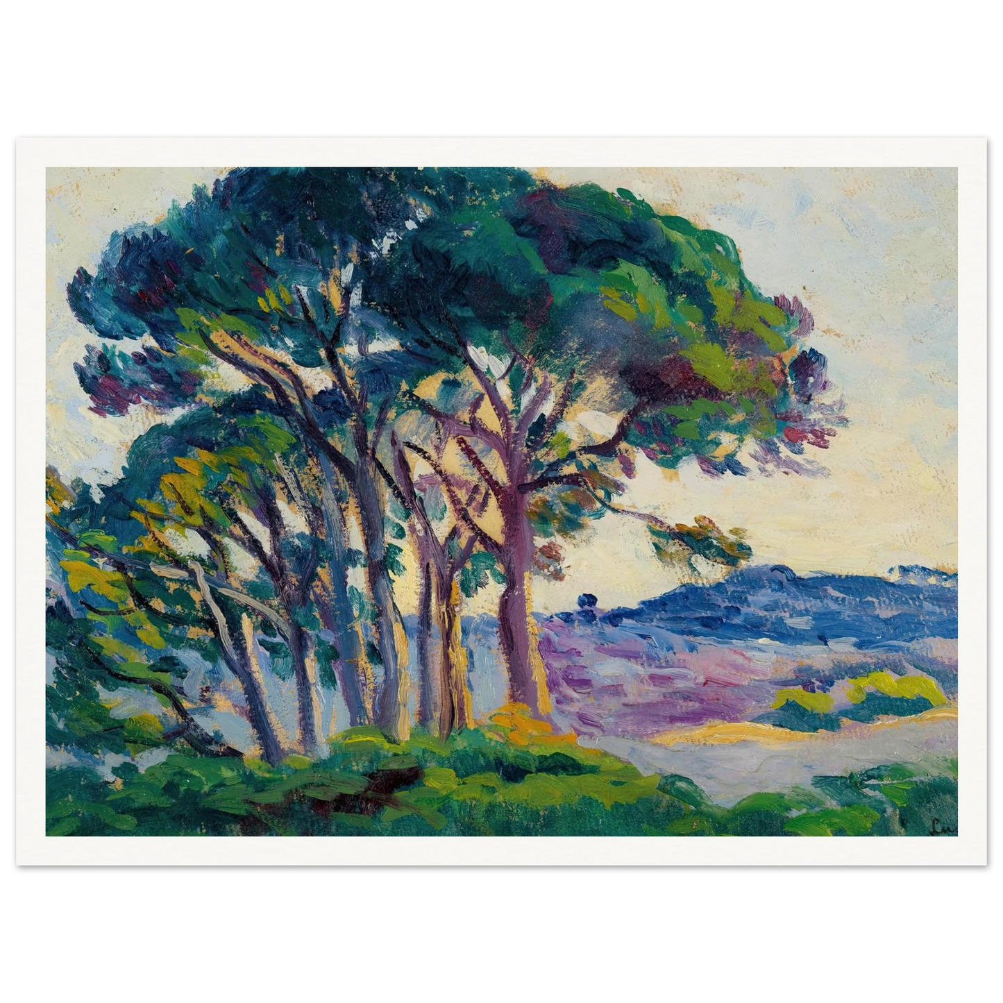Pins Aux Cannebiers (1903) Art Print | Maximilien Luce - Framed Poster - 30x40 cm / 12x16″ - Black frame