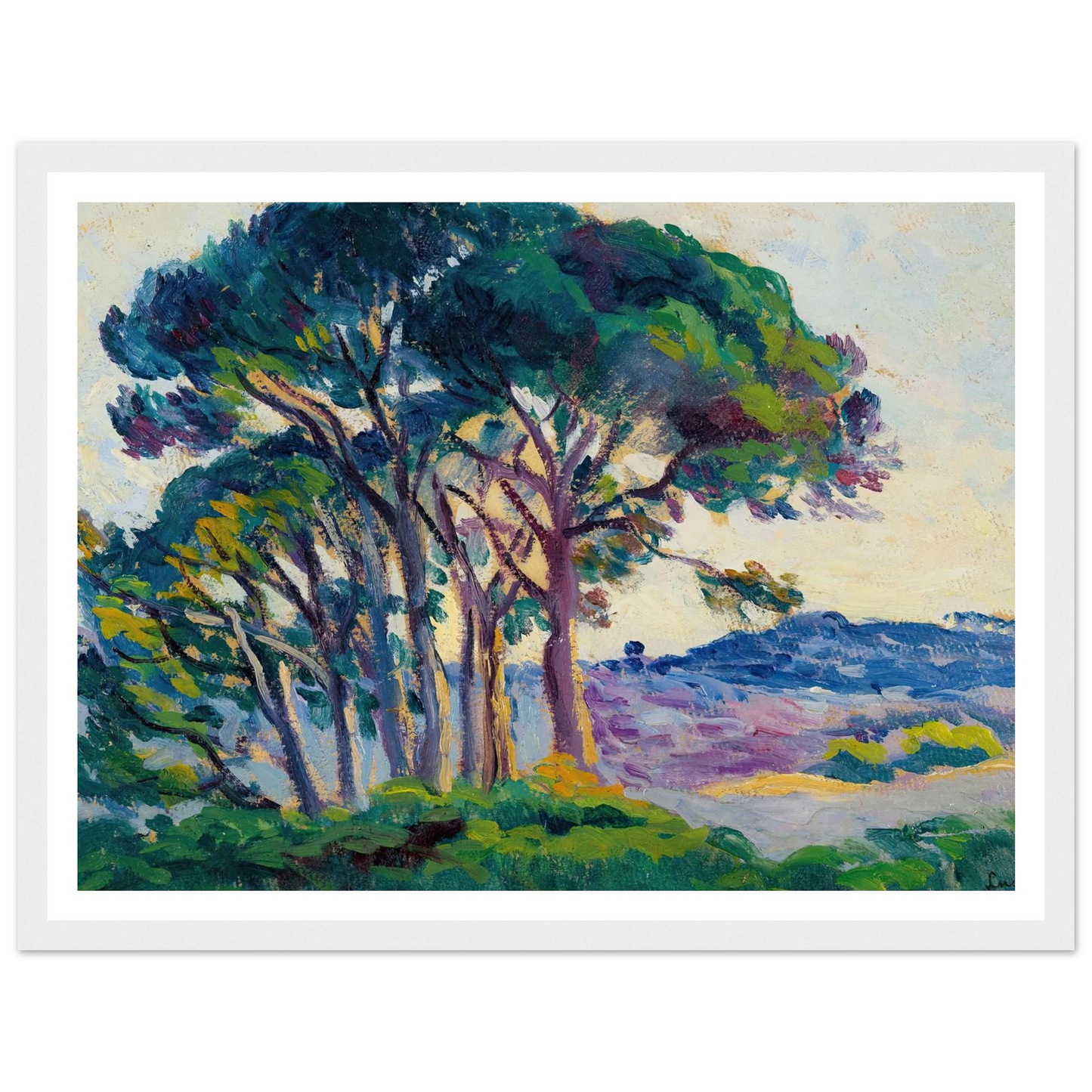 Pins Aux Cannebiers (1903) Art Print | Maximilien Luce - Framed Poster - 30x40 cm / 12x16″ - Black frame