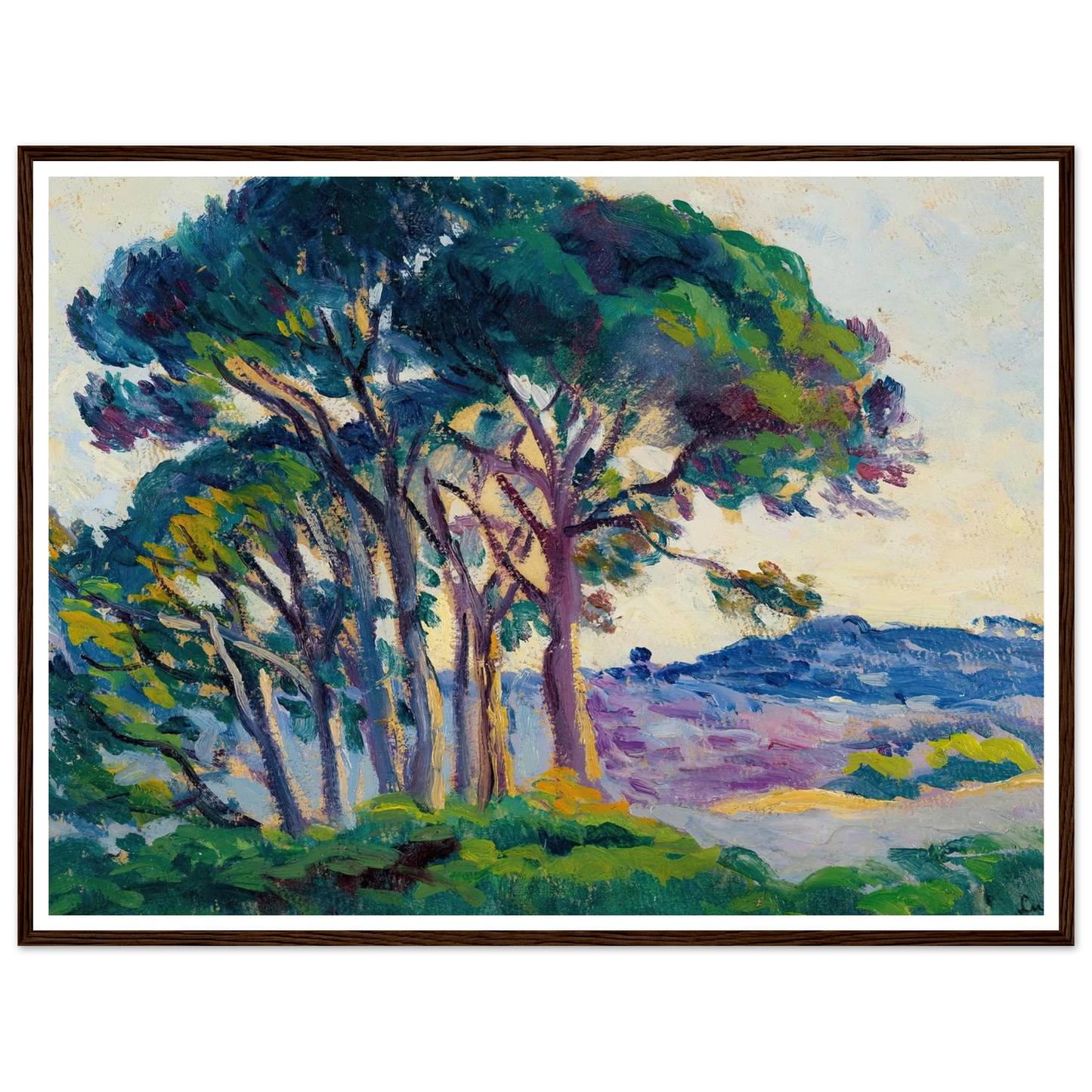 Pins Aux Cannebiers (1903) Art Print | Maximilien Luce - Framed Poster - 30x40 cm / 12x16″ - Black frame