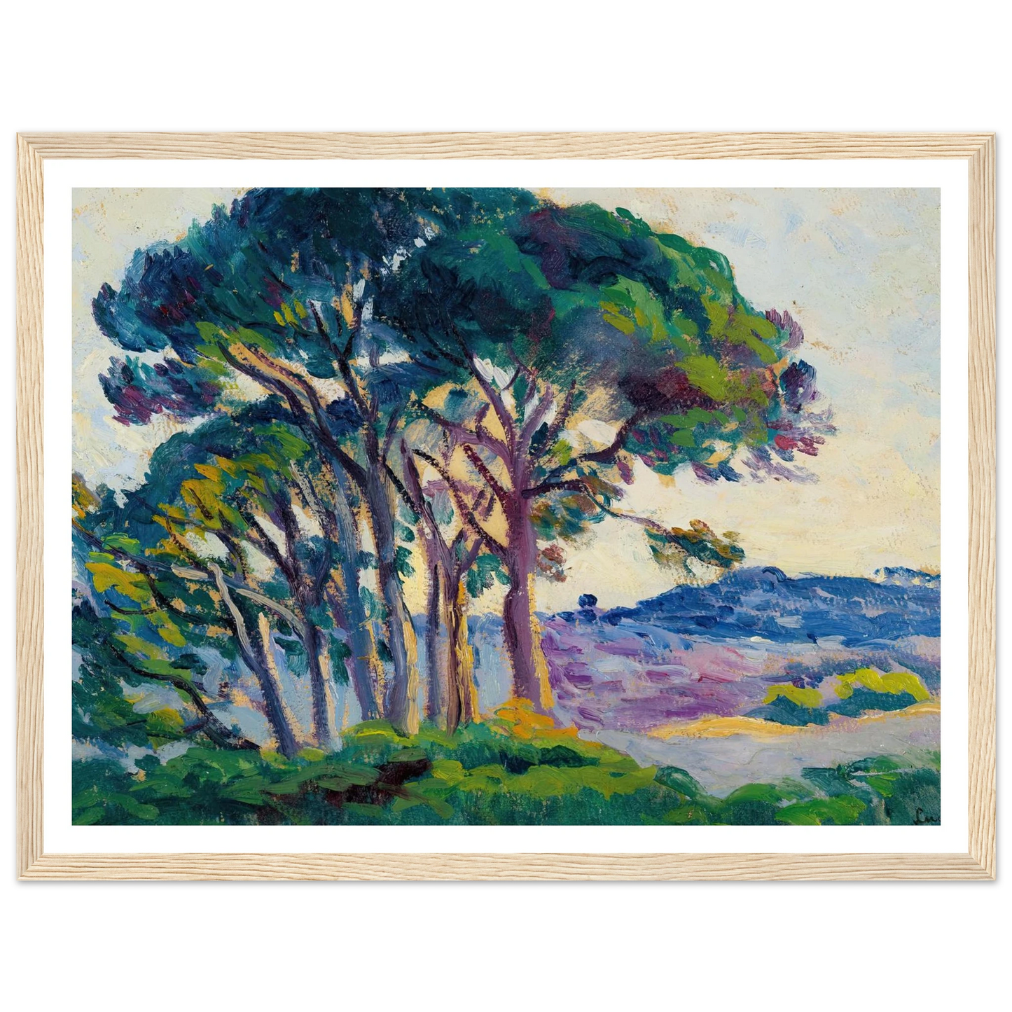 Pins Aux Cannebiers (1903) Art Print | Maximilien Luce - Framed Poster - 30x40 cm / 12x16″ - Black frame