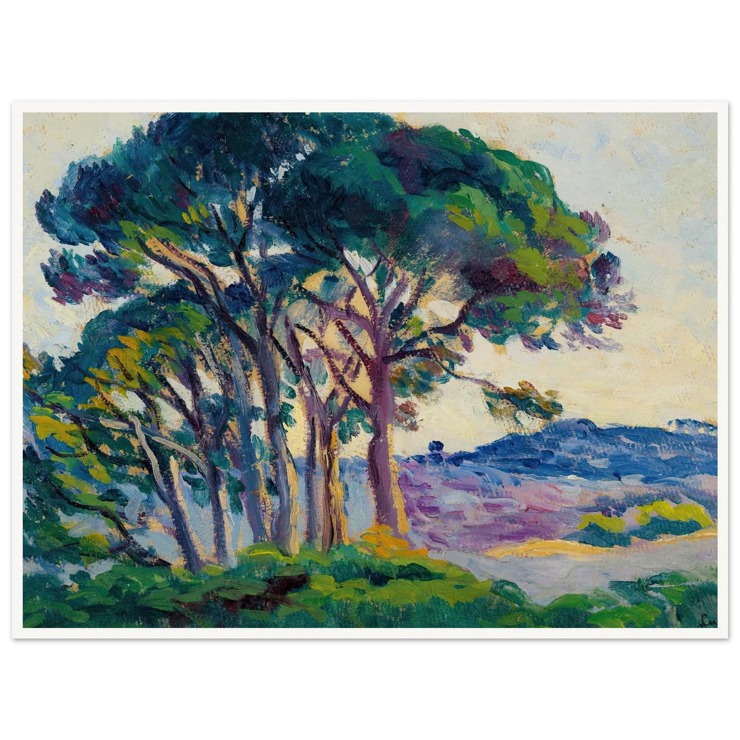 Pins Aux Cannebiers (1903) Art Print | Maximilien Luce - Framed Poster - 30x40 cm / 12x16″ - Black frame