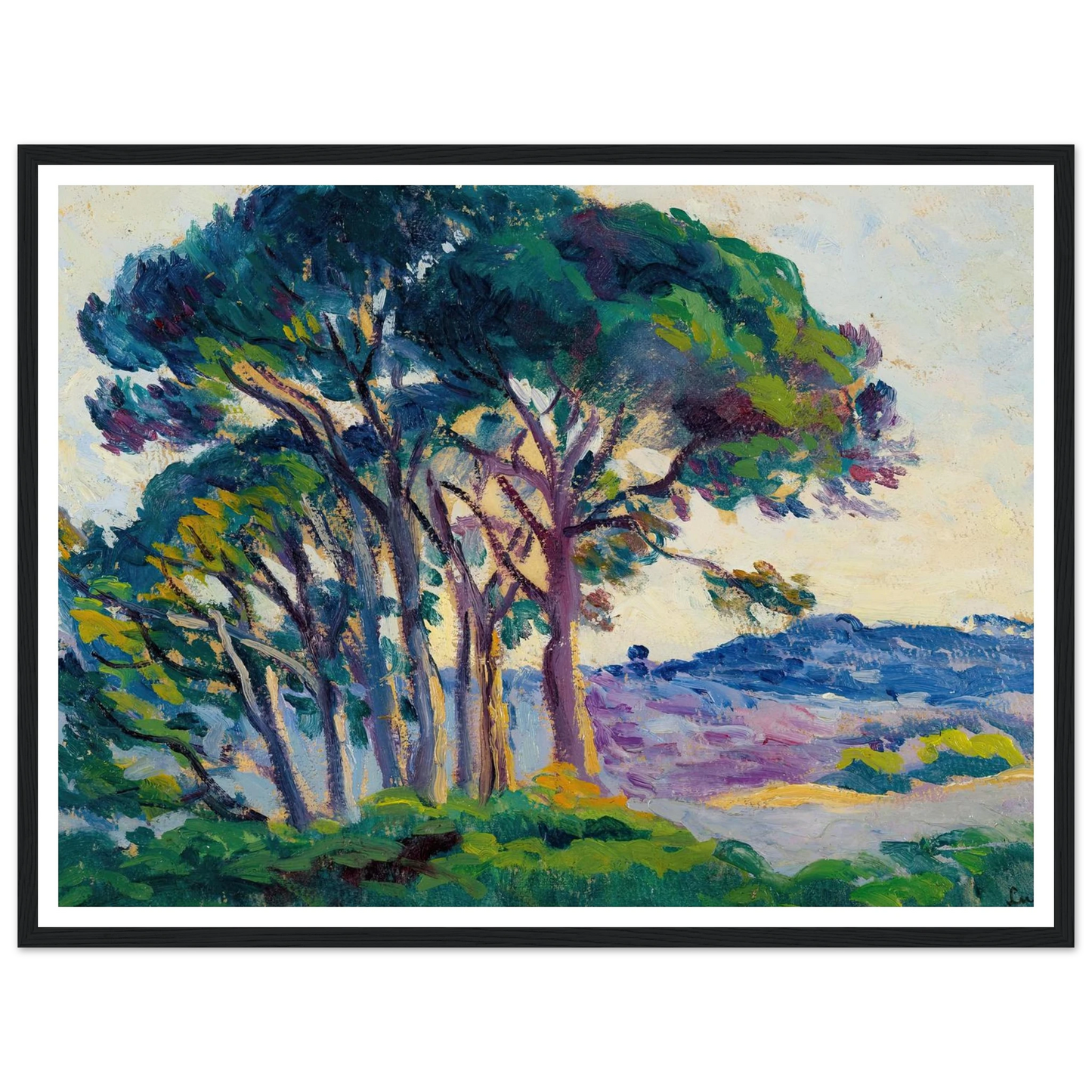 Pins Aux Cannebiers (1903) Art Print | Maximilien Luce - Framed Poster - 30x40 cm / 12x16″ - Black frame