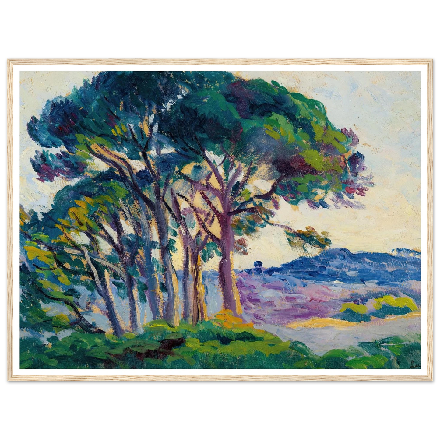 Pins Aux Cannebiers (1903) Art Print | Maximilien Luce - Framed Poster - 30x40 cm / 12x16″ - Black frame