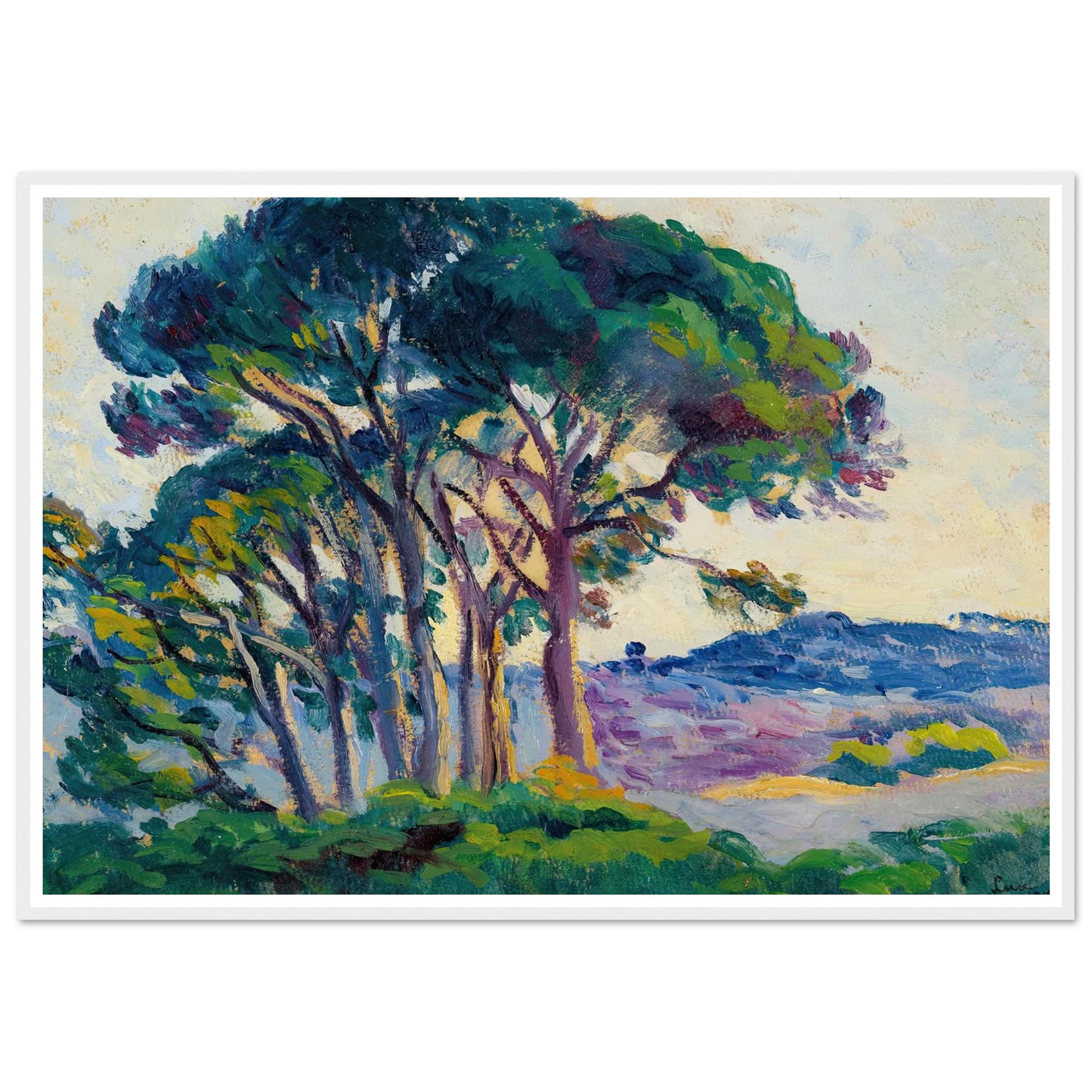 Pins Aux Cannebiers (1903) Art Print | Maximilien Luce - Framed Poster - 30x40 cm / 12x16″ - Black frame