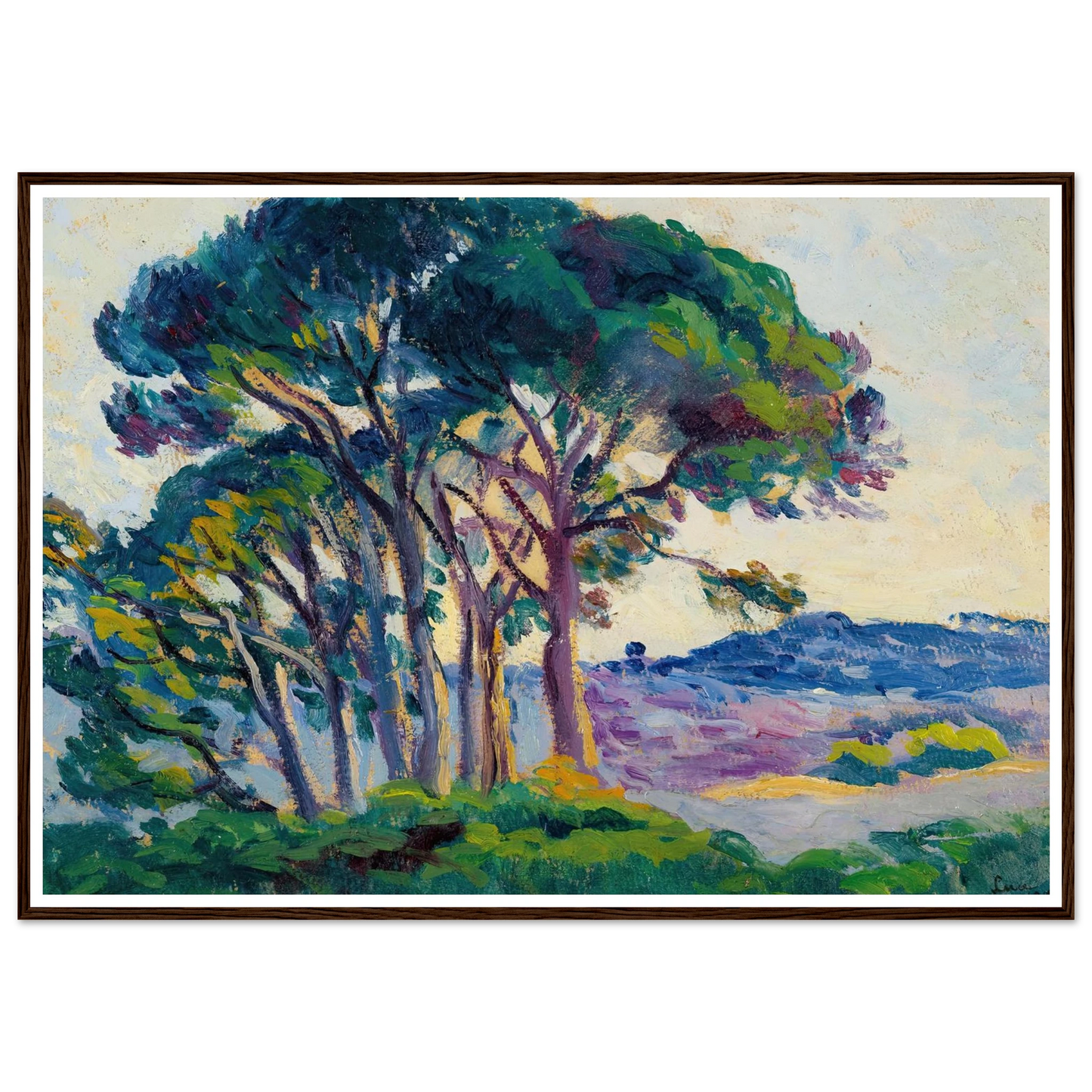 Pins Aux Cannebiers (1903) Art Print | Maximilien Luce - Framed Poster - 30x40 cm / 12x16″ - Black frame