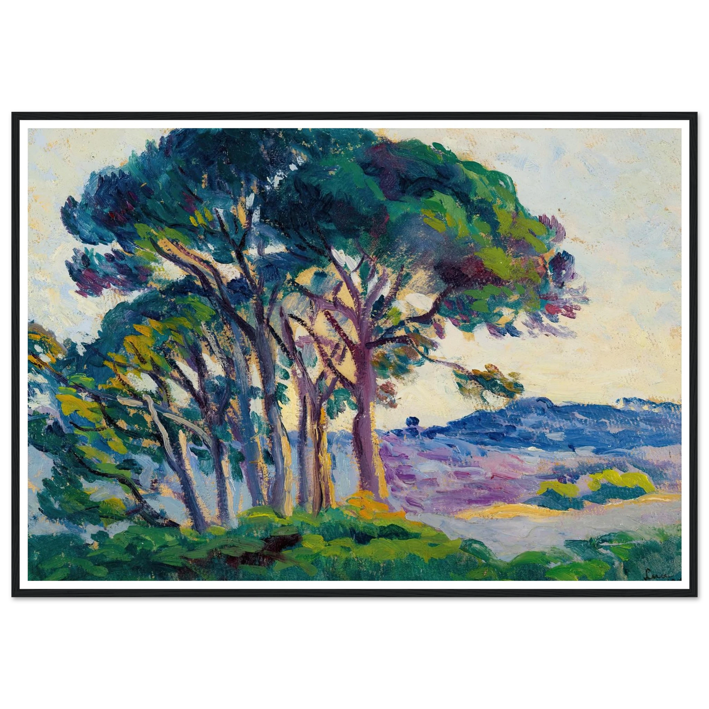 Pins Aux Cannebiers (1903) Art Print | Maximilien Luce - Framed Poster - 30x40 cm / 12x16″ - Black frame