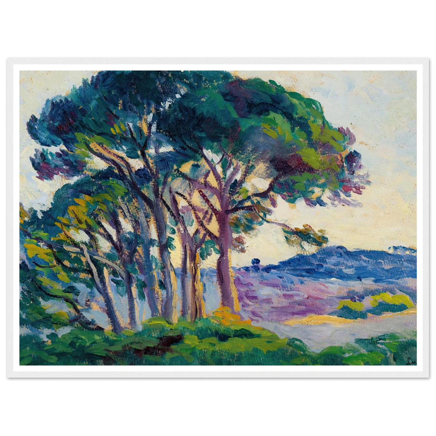 Pins Aux Cannebiers (1903) Art Print | Maximilien Luce - Framed Poster - 30x40 cm / 12x16″ - Black frame