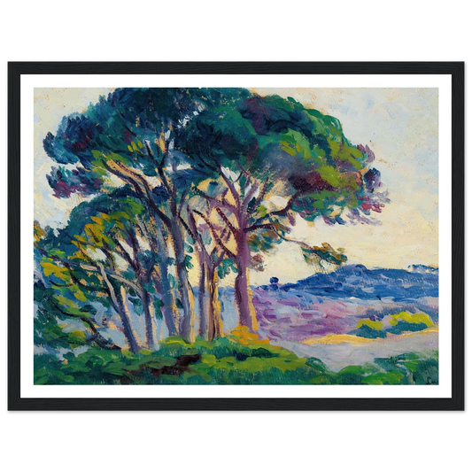 Pins Aux Cannebiers (1903) Art Print | Maximilien Luce - Framed Poster - 30x40 cm / 12x16″ - Black frame