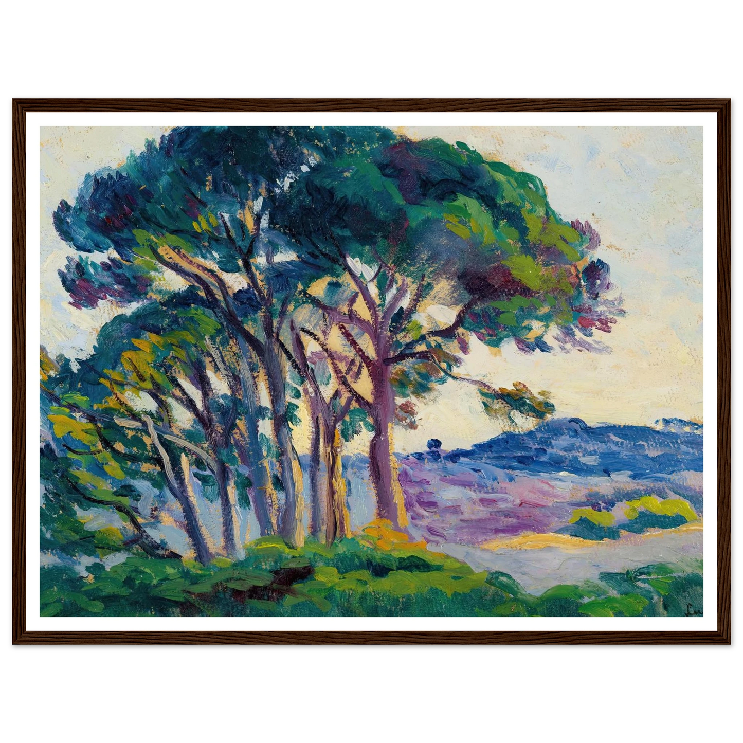 Pins Aux Cannebiers (1903) Art Print | Maximilien Luce - Framed Poster - 30x40 cm / 12x16″ - Black frame
