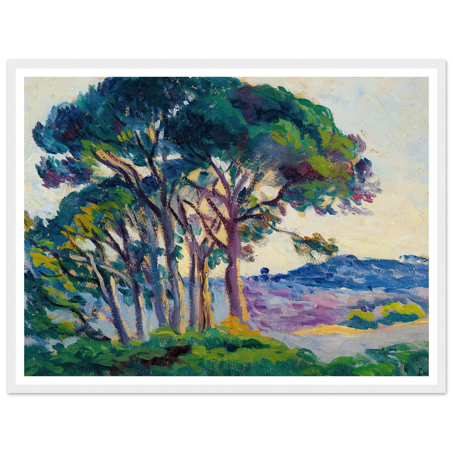 Pins Aux Cannebiers (1903) Art Print | Maximilien Luce - Framed Poster - 30x40 cm / 12x16″ - Black frame