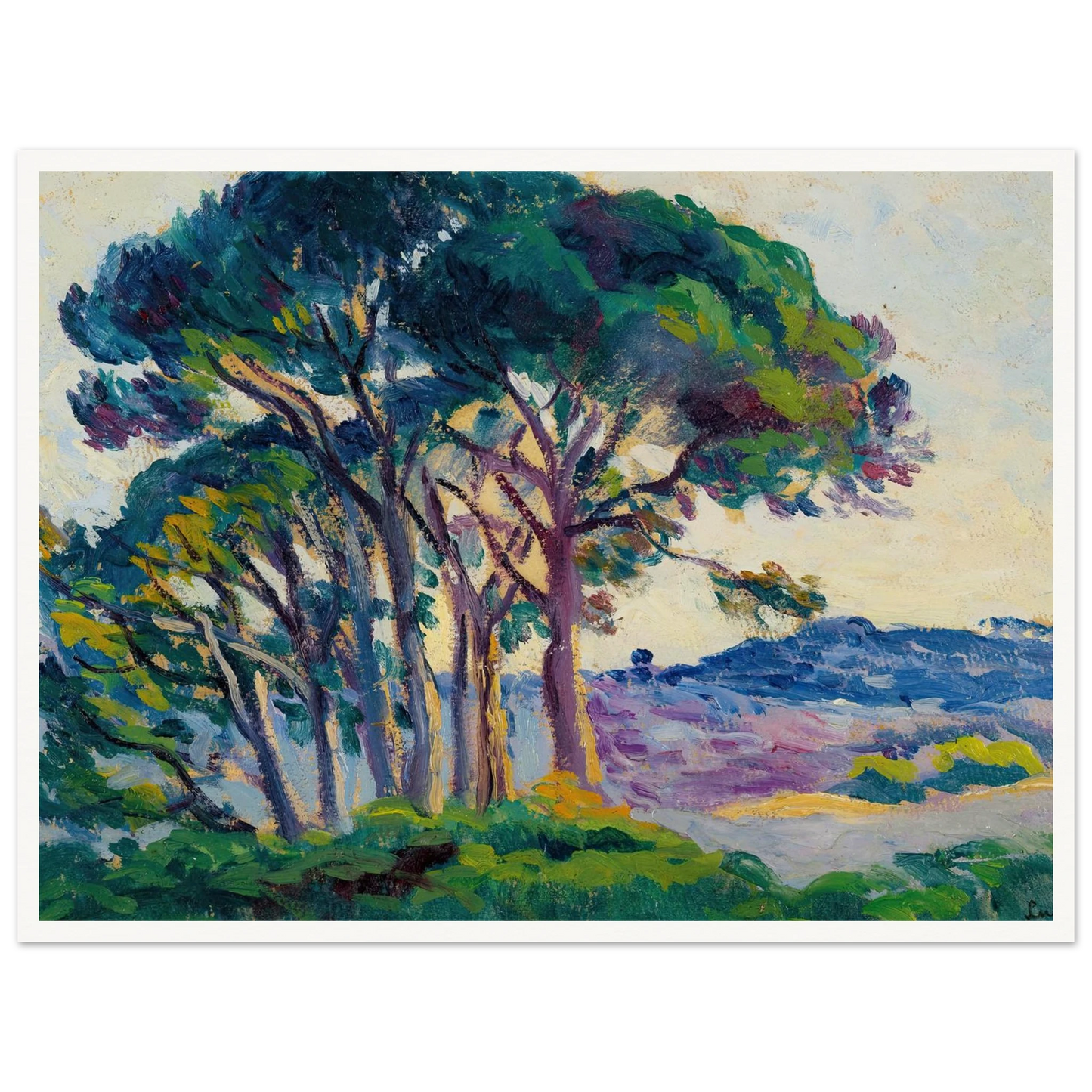 Pins Aux Cannebiers (1903) Art Print | Maximilien Luce - Framed Poster - 30x40 cm / 12x16″ - Black frame