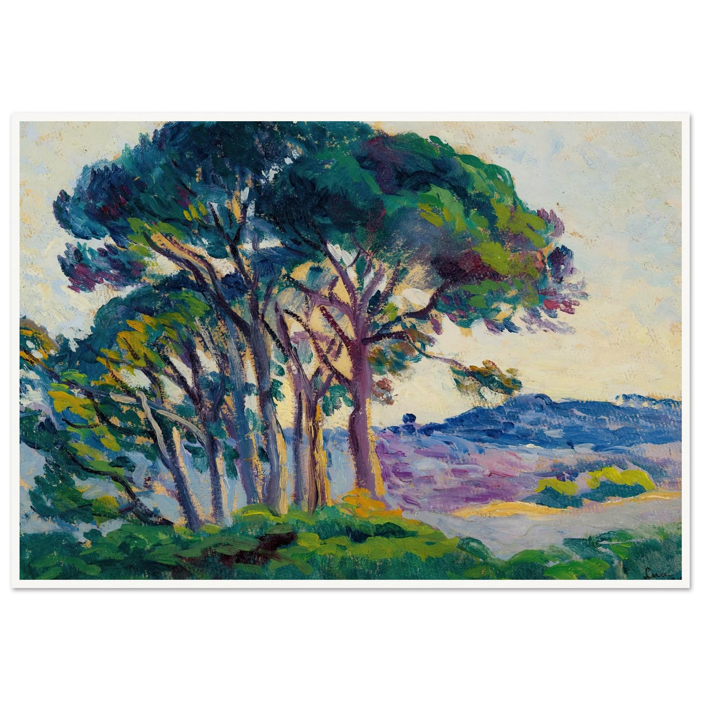 Pins Aux Cannebiers (1903) Art Print | Maximilien Luce - Framed Poster - 30x40 cm / 12x16″ - Black frame