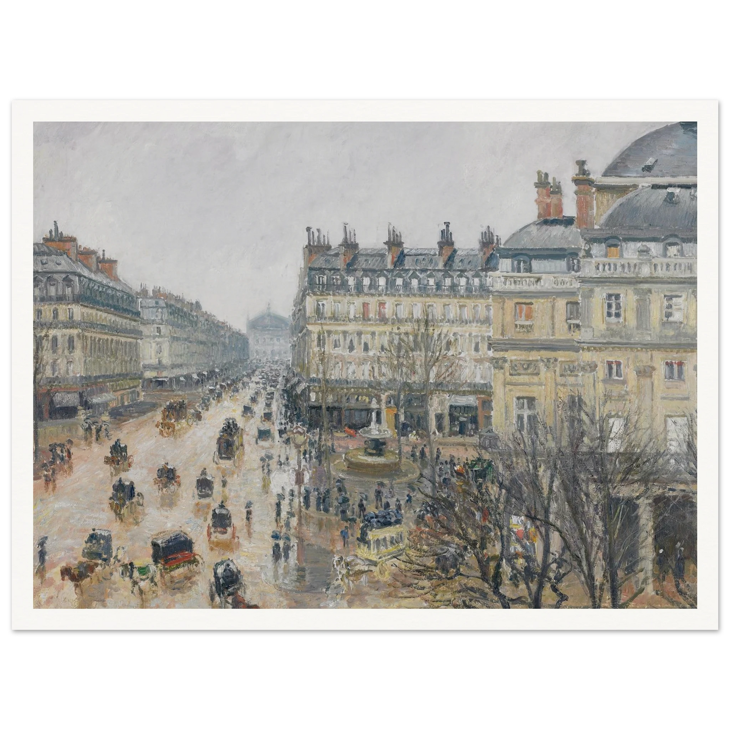 Place du Théâtre Français, Paris; Rain (1898) Art Print | Camille Pissarro - Framed Poster - 30x40 cm / 12x16″ - Black frame