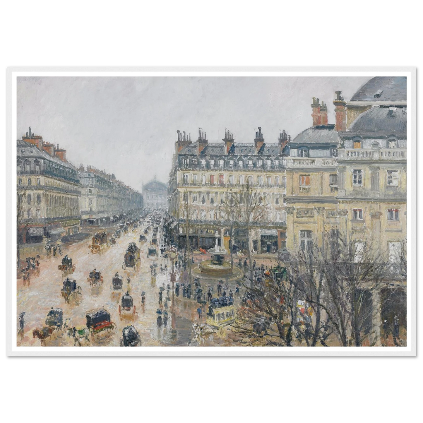 Place du Théâtre Français, Paris; Rain (1898) Art Print | Camille Pissarro - Framed Poster - 30x40 cm / 12x16″ - Black frame