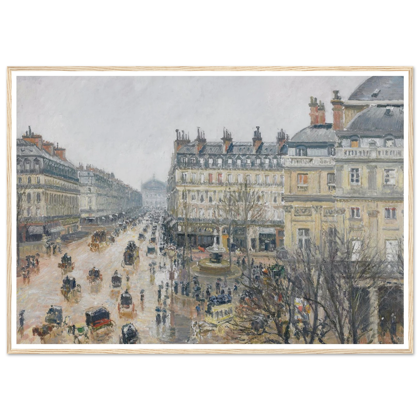 Place du Théâtre Français, Paris; Rain (1898) Art Print | Camille Pissarro - Framed Poster - 30x40 cm / 12x16″ - Black frame