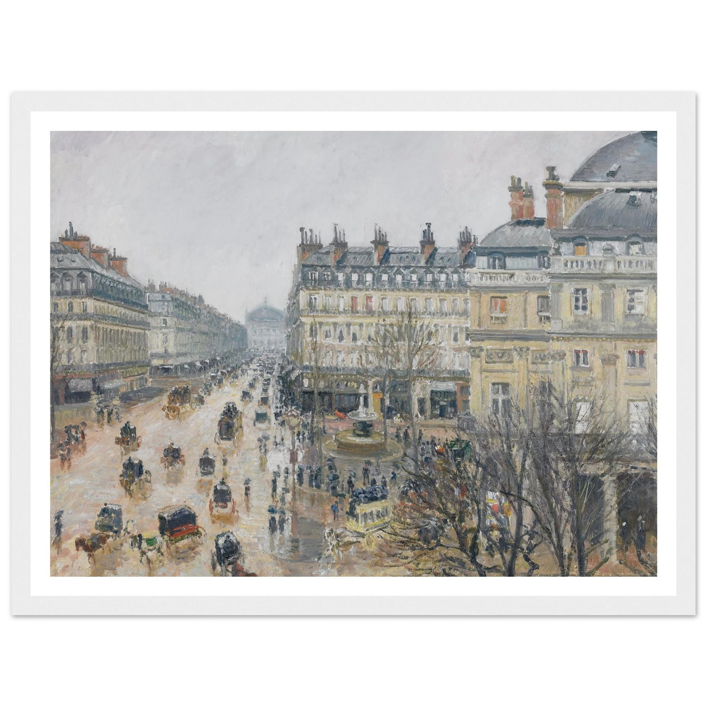 Place du Théâtre Français, Paris; Rain (1898) Art Print | Camille Pissarro - Framed Poster - 30x40 cm / 12x16″ - Black frame