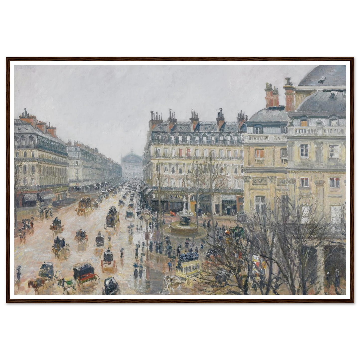 Place du Théâtre Français, Paris; Rain (1898) Art Print | Camille Pissarro - Framed Poster - 30x40 cm / 12x16″ - Black frame
