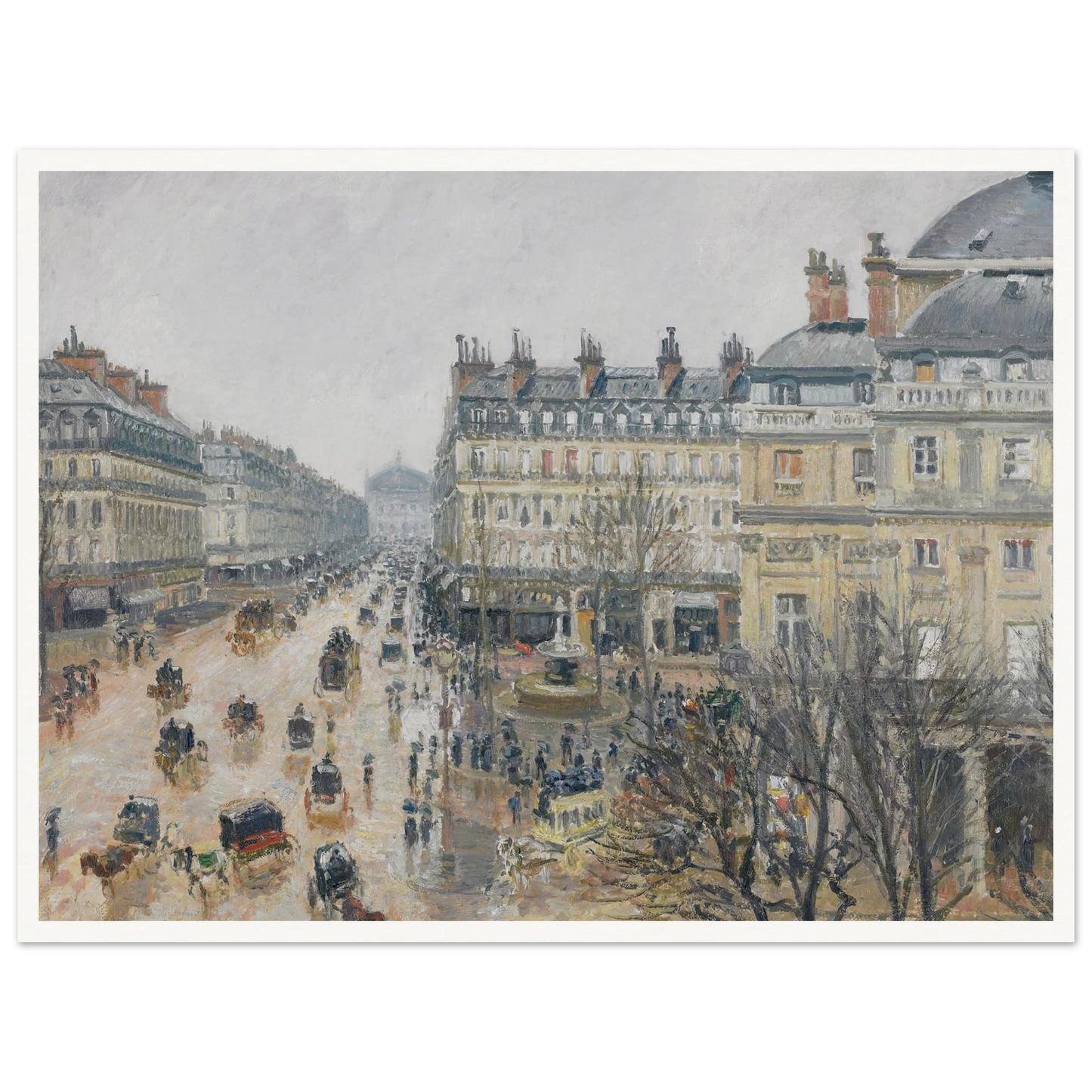 Place du Théâtre Français, Paris; Rain (1898) Art Print | Camille Pissarro - Framed Poster - 30x40 cm / 12x16″ - Black frame