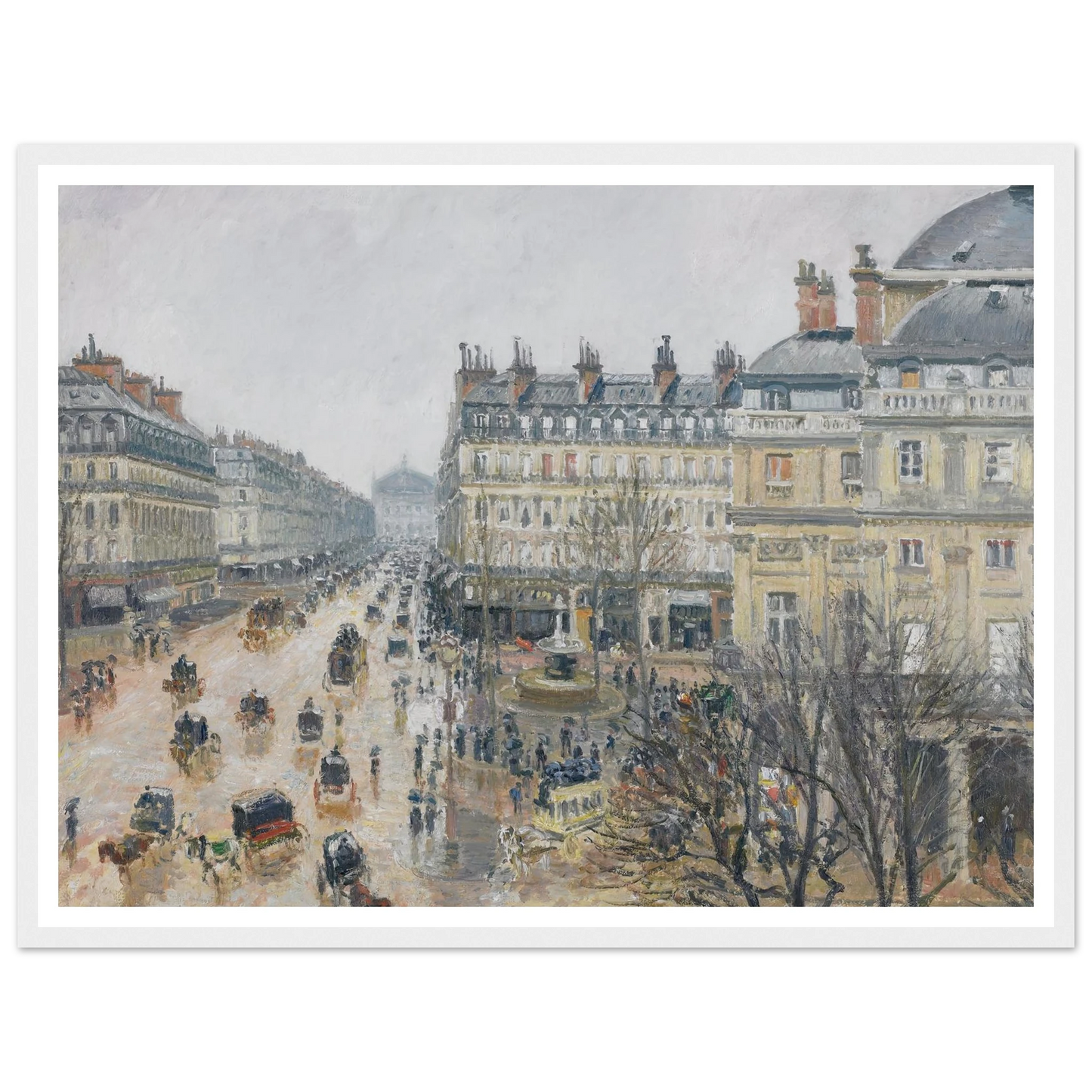 Place du Théâtre Français, Paris; Rain (1898) Art Print | Camille Pissarro - Framed Poster - 30x40 cm / 12x16″ - Black frame