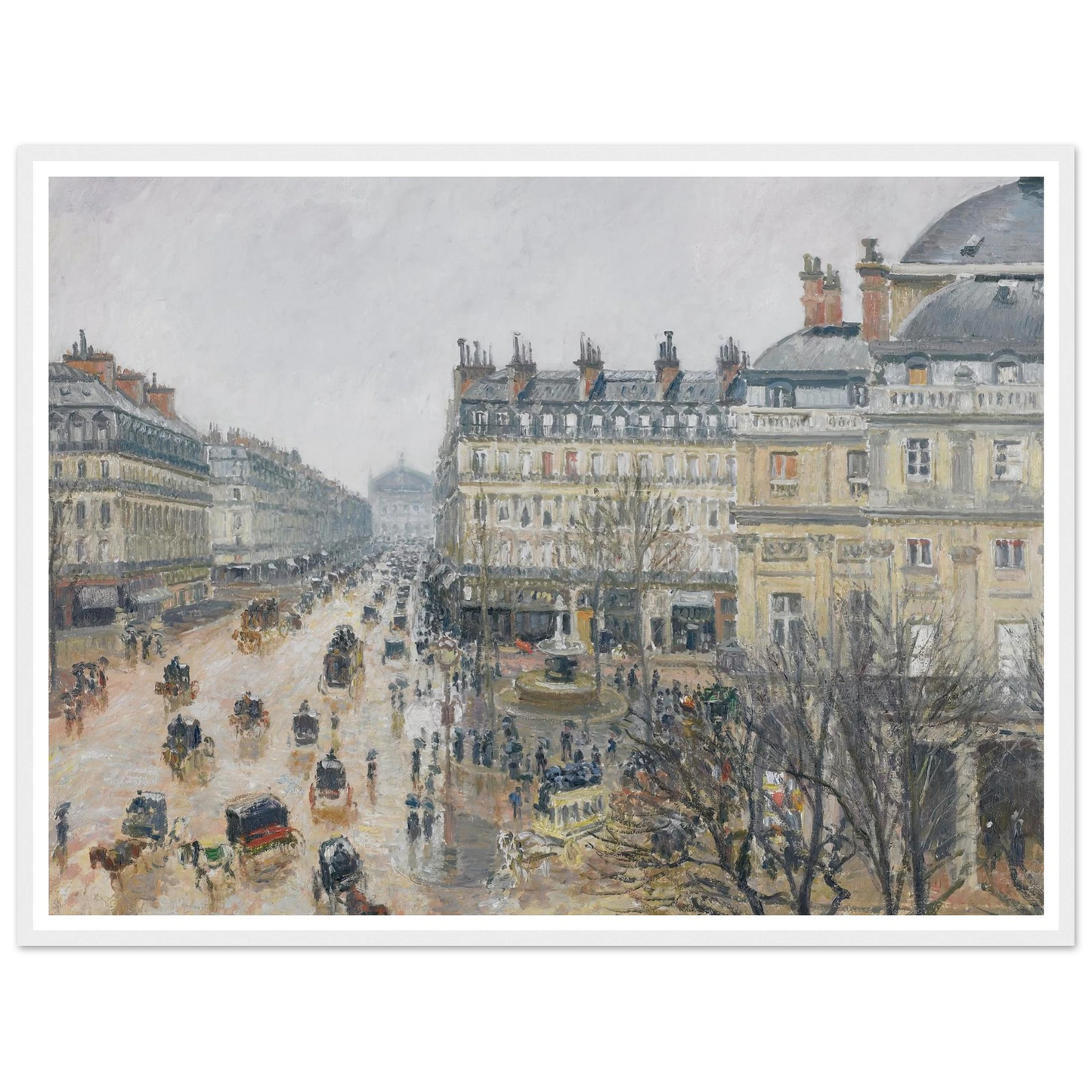 Place du Théâtre Français, Paris; Rain (1898) Art Print | Camille Pissarro - Framed Poster - 30x40 cm / 12x16″ - Black frame