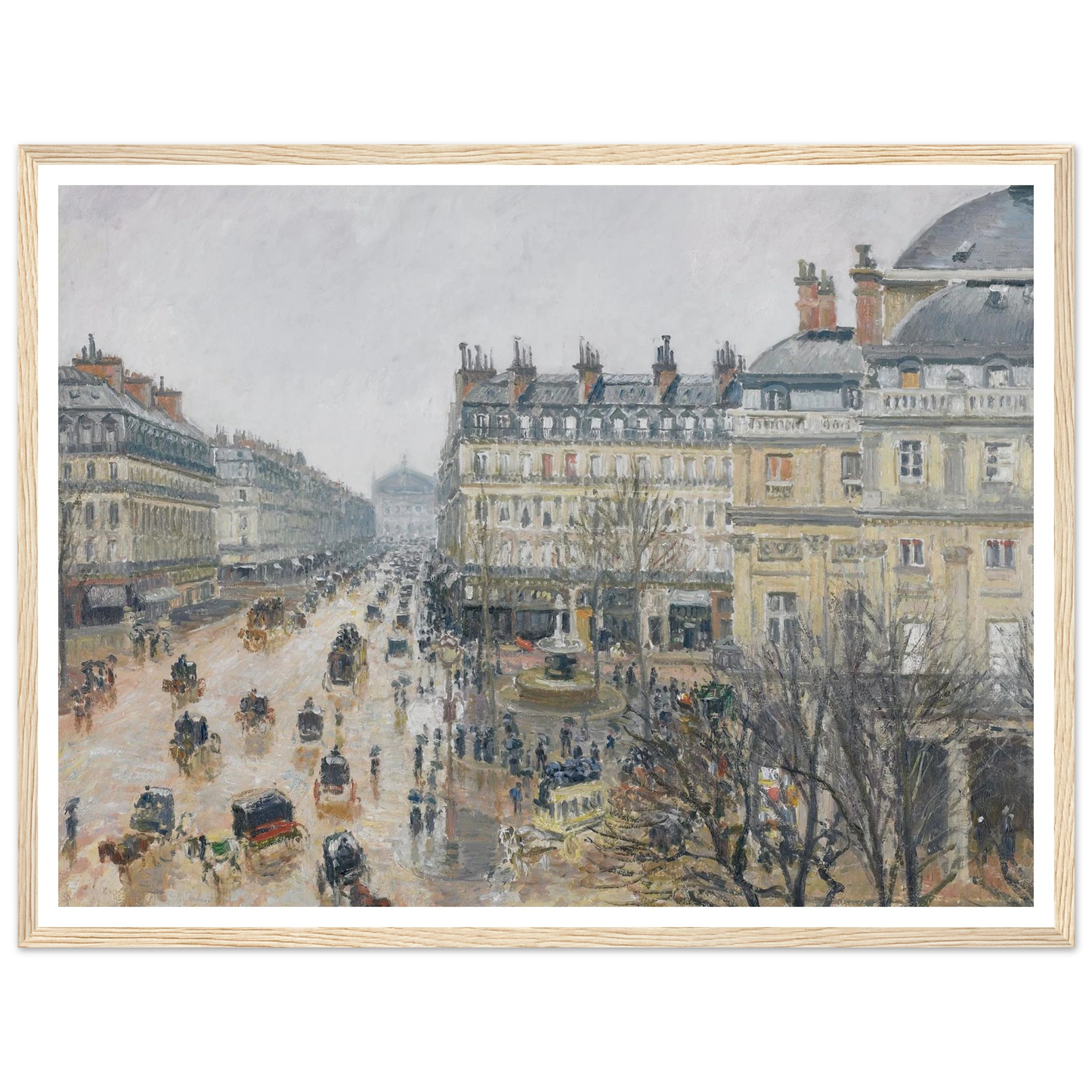 Place du Théâtre Français, Paris; Rain (1898) Art Print | Camille Pissarro - Framed Poster - 30x40 cm / 12x16″ - Black frame