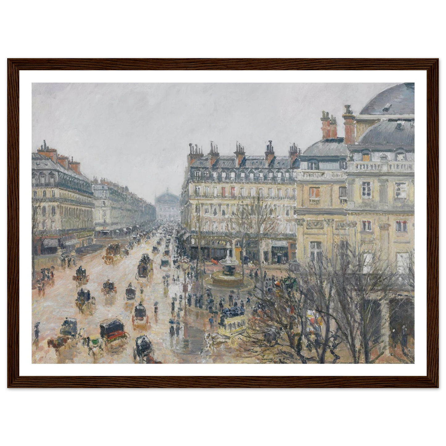 Place du Théâtre Français, Paris; Rain (1898) Art Print | Camille Pissarro - Framed Poster - 30x40 cm / 12x16″ - Black frame