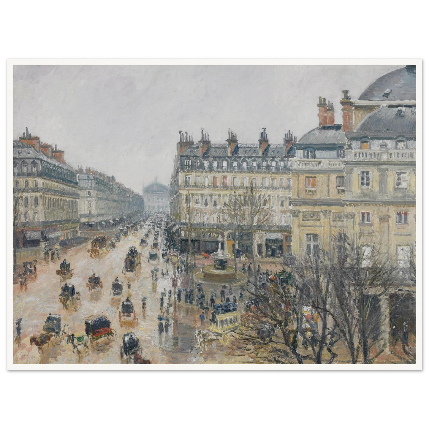 Place du Théâtre Français, Paris; Rain (1898) Art Print | Camille Pissarro - Framed Poster - 30x40 cm / 12x16″ - Black frame