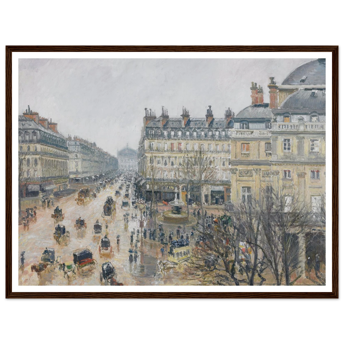 Place du Théâtre Français, Paris; Rain (1898) Art Print | Camille Pissarro - Framed Poster - 30x40 cm / 12x16″ - Black frame