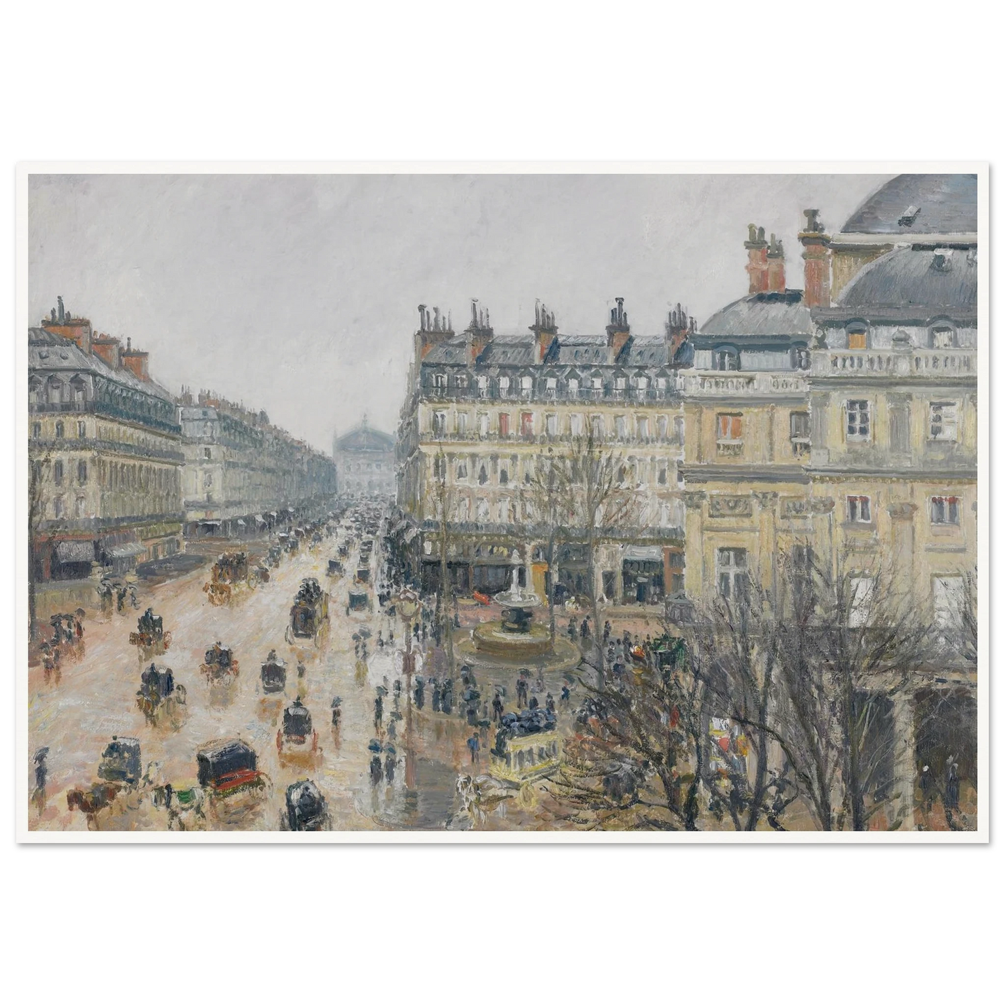 Place du Théâtre Français, Paris; Rain (1898) Art Print | Camille Pissarro - Framed Poster - 30x40 cm / 12x16″ - Black frame