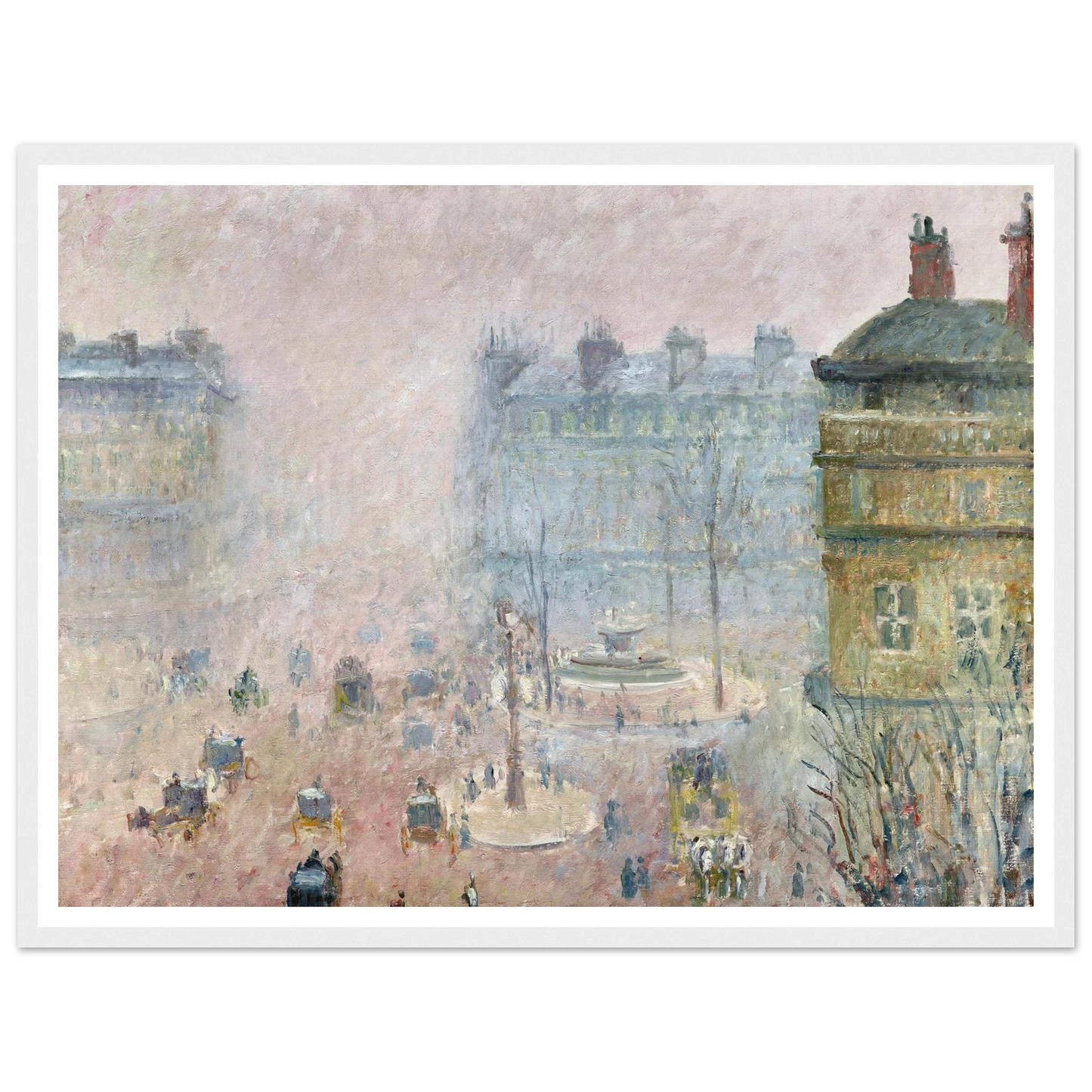 Place du Theatre Francais,Fog Effect (1897) Art Print | Camille Pissarro - Framed Poster - 30x40 cm / 12x16″ - Black frame