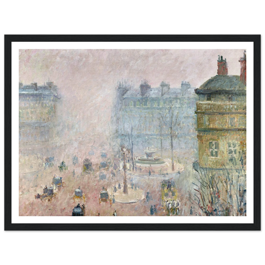 Place du Theatre Francais,Fog Effect (1897) Art Print | Camille Pissarro - Framed Poster - 30x40 cm / 12x16″ - Black frame