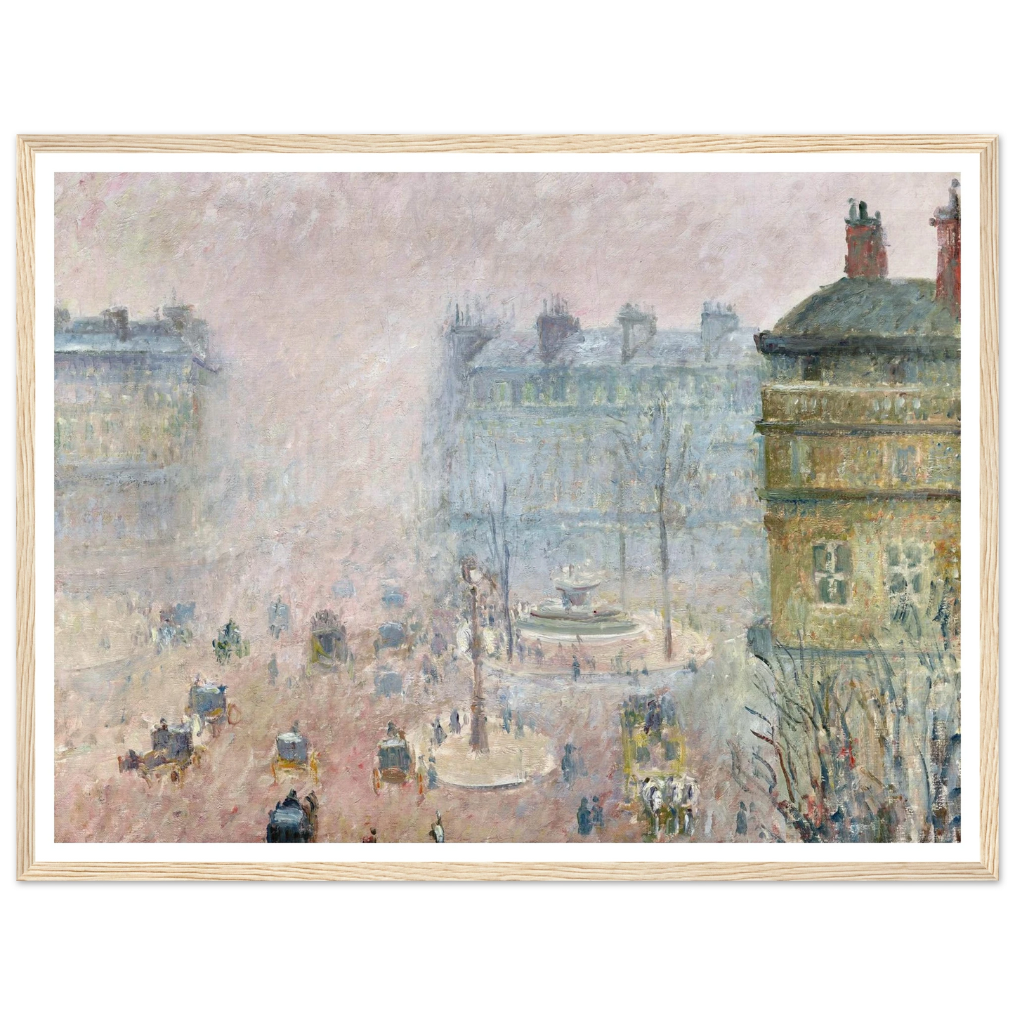 Place du Theatre Francais,Fog Effect (1897) Art Print | Camille Pissarro - Framed Poster - 30x40 cm / 12x16″ - Black frame