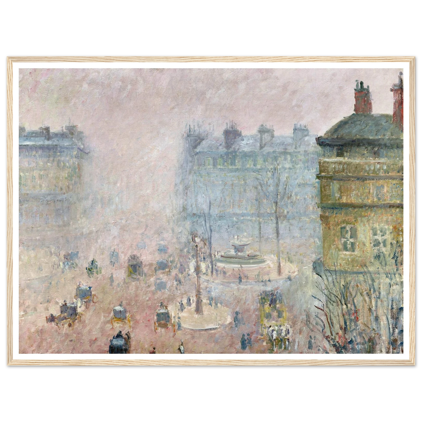 Place du Theatre Francais,Fog Effect (1897) Art Print | Camille Pissarro - Framed Poster - 30x40 cm / 12x16″ - Black frame
