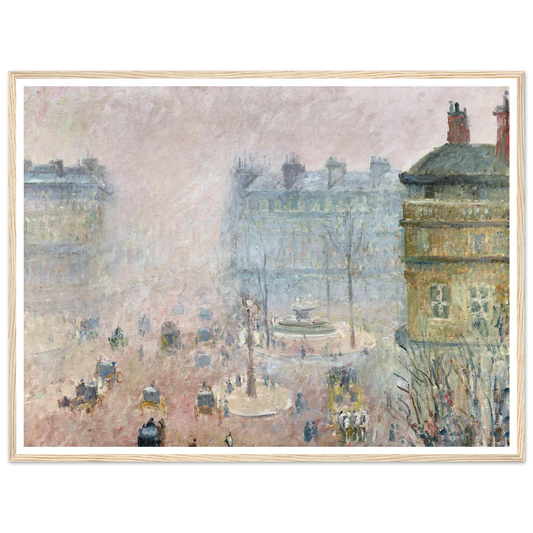Place du Theatre Francais,Fog Effect (1897) Art Print | Camille Pissarro - Framed Poster - 30x40 cm / 12x16″ - Black frame