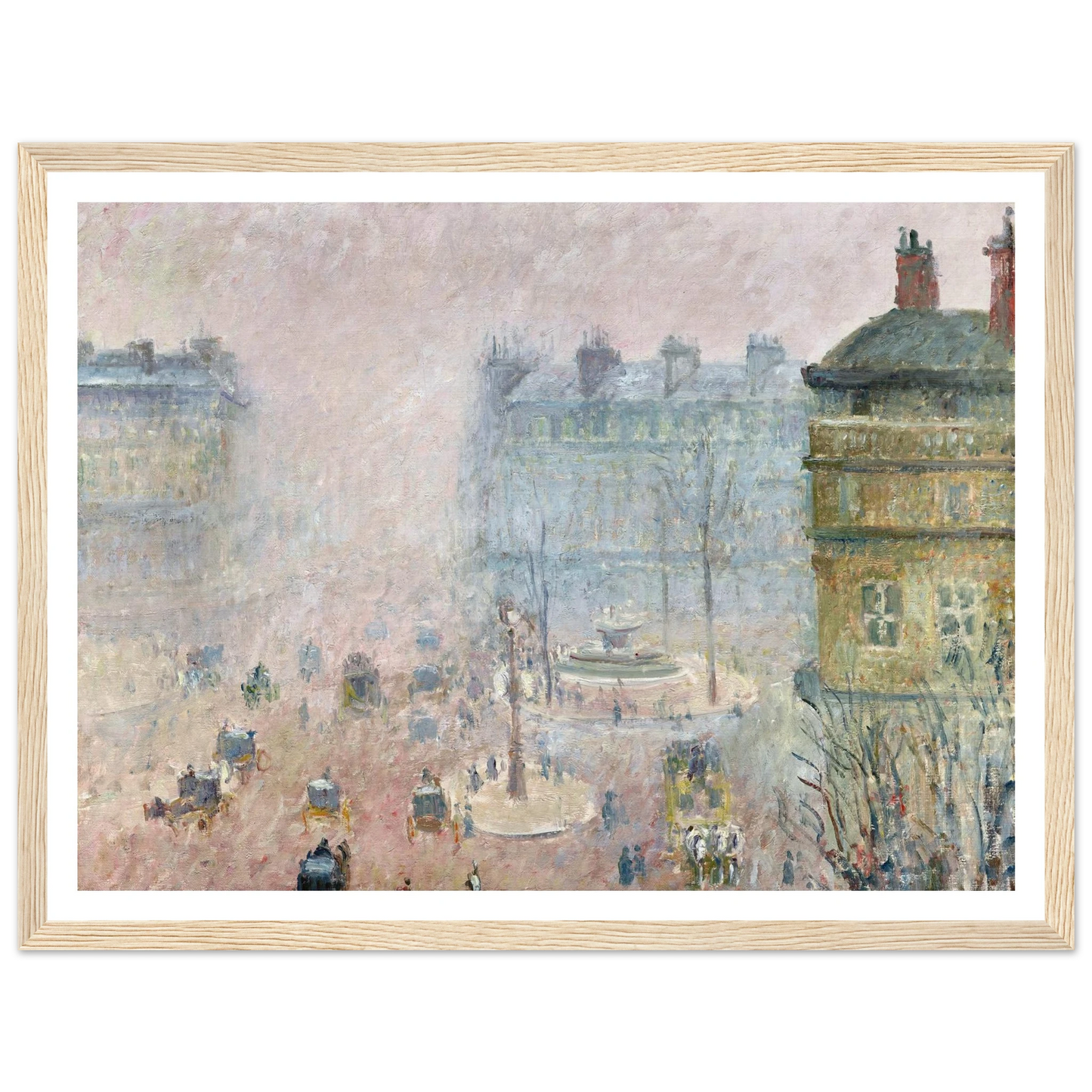Place du Theatre Francais,Fog Effect (1897) Art Print | Camille Pissarro - Framed Poster - 30x40 cm / 12x16″ - Black frame