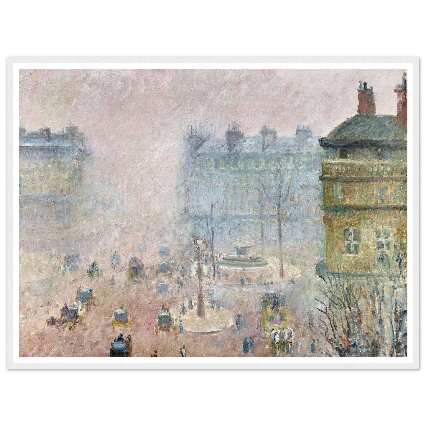 Place du Theatre Francais,Fog Effect (1897) Art Print | Camille Pissarro - Framed Poster - 30x40 cm / 12x16″ - Black frame