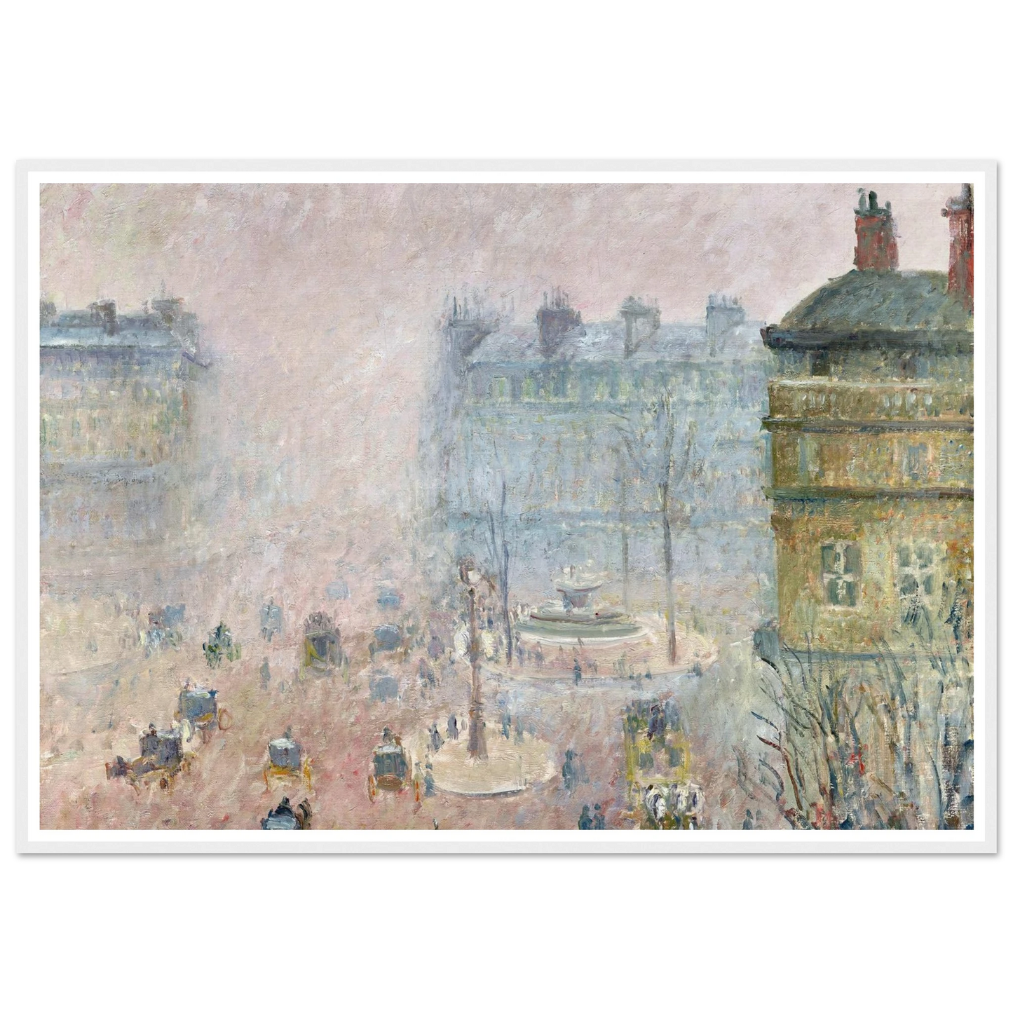 Place du Theatre Francais,Fog Effect (1897) Art Print | Camille Pissarro - Framed Poster - 30x40 cm / 12x16″ - Black frame