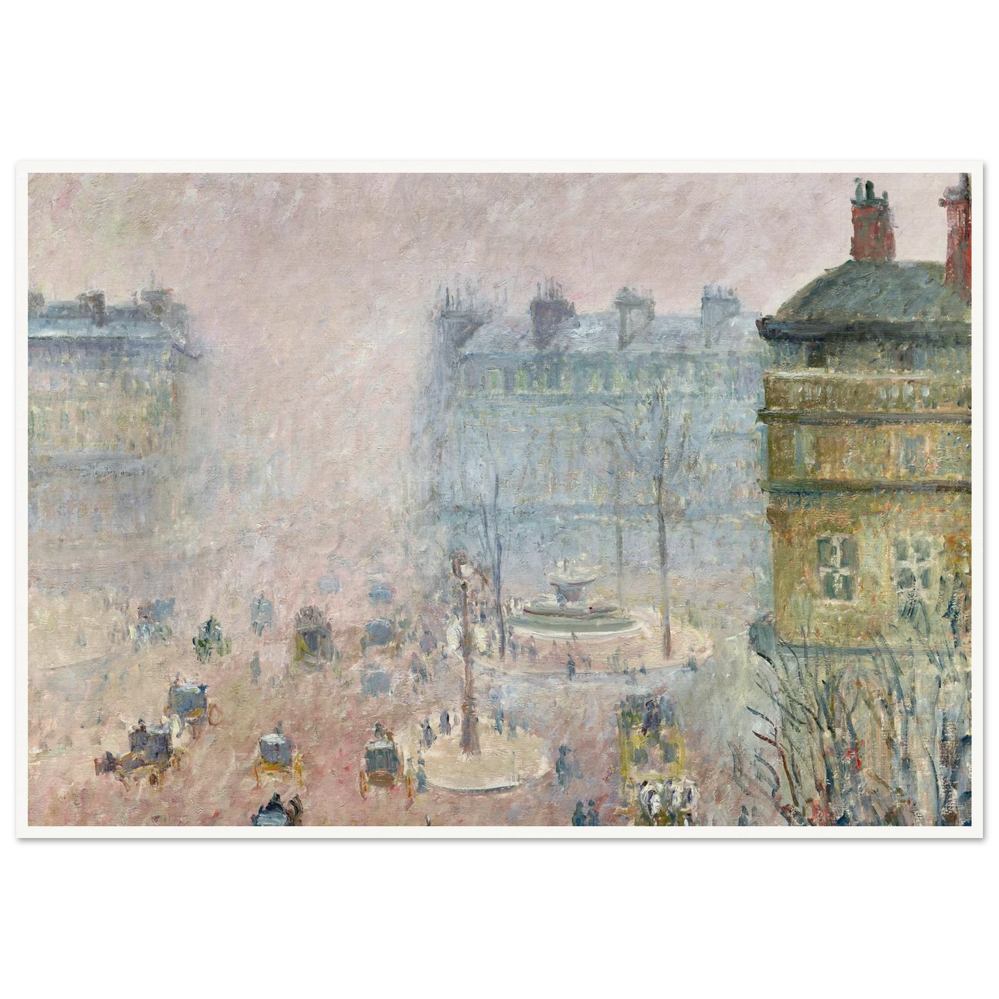 Place du Theatre Francais,Fog Effect (1897) Art Print | Camille Pissarro - Framed Poster - 30x40 cm / 12x16″ - Black frame