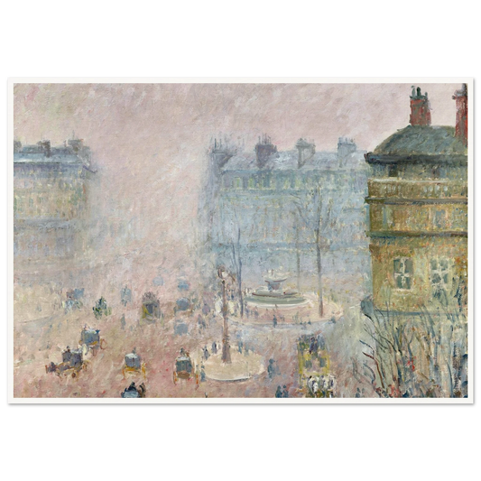 Place du Theatre Francais,Fog Effect (1897) Art Print | Camille Pissarro - Framed Poster - 30x40 cm / 12x16″ - Black frame