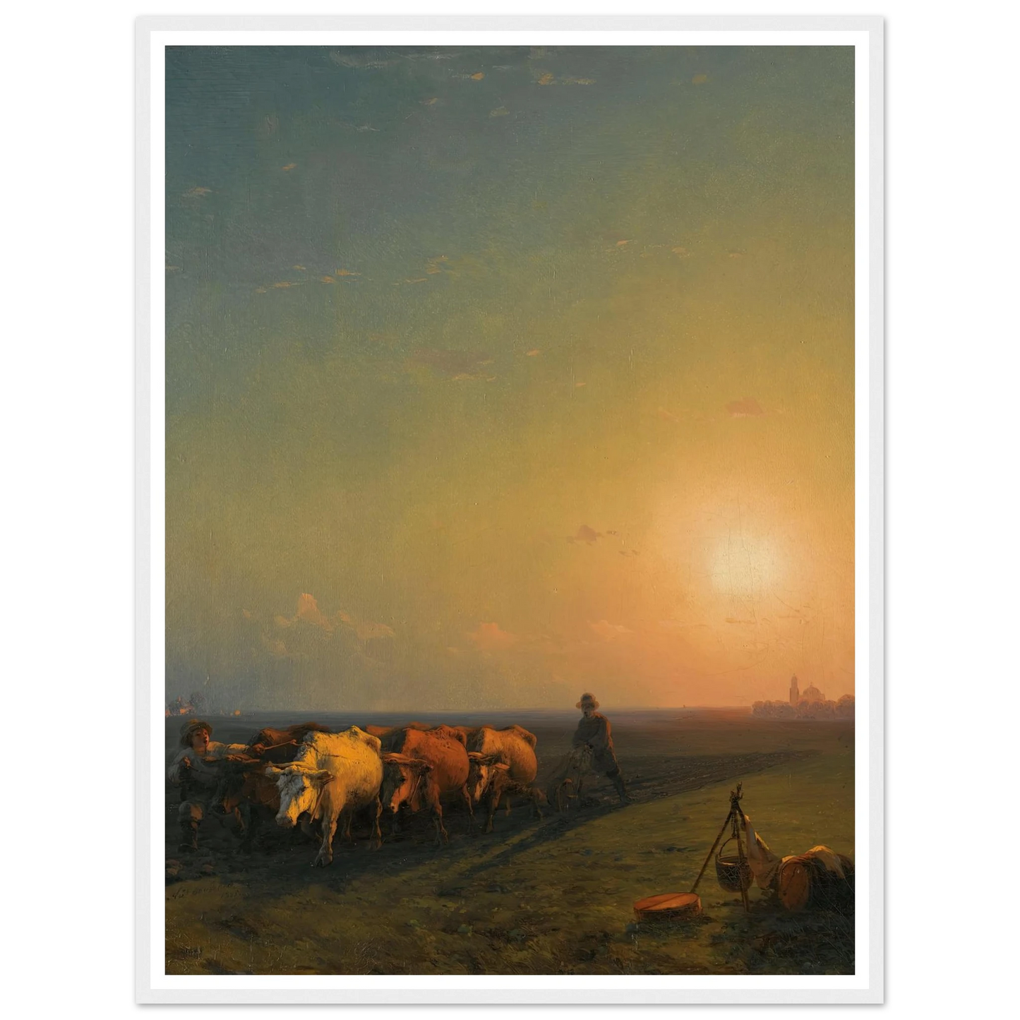 Ploughing The Fields, Crimea (1865) Art Print | Ivan Konstantinovich Aivazovsky - Framed Poster - 30x40 cm / 12x16″ - Black frame